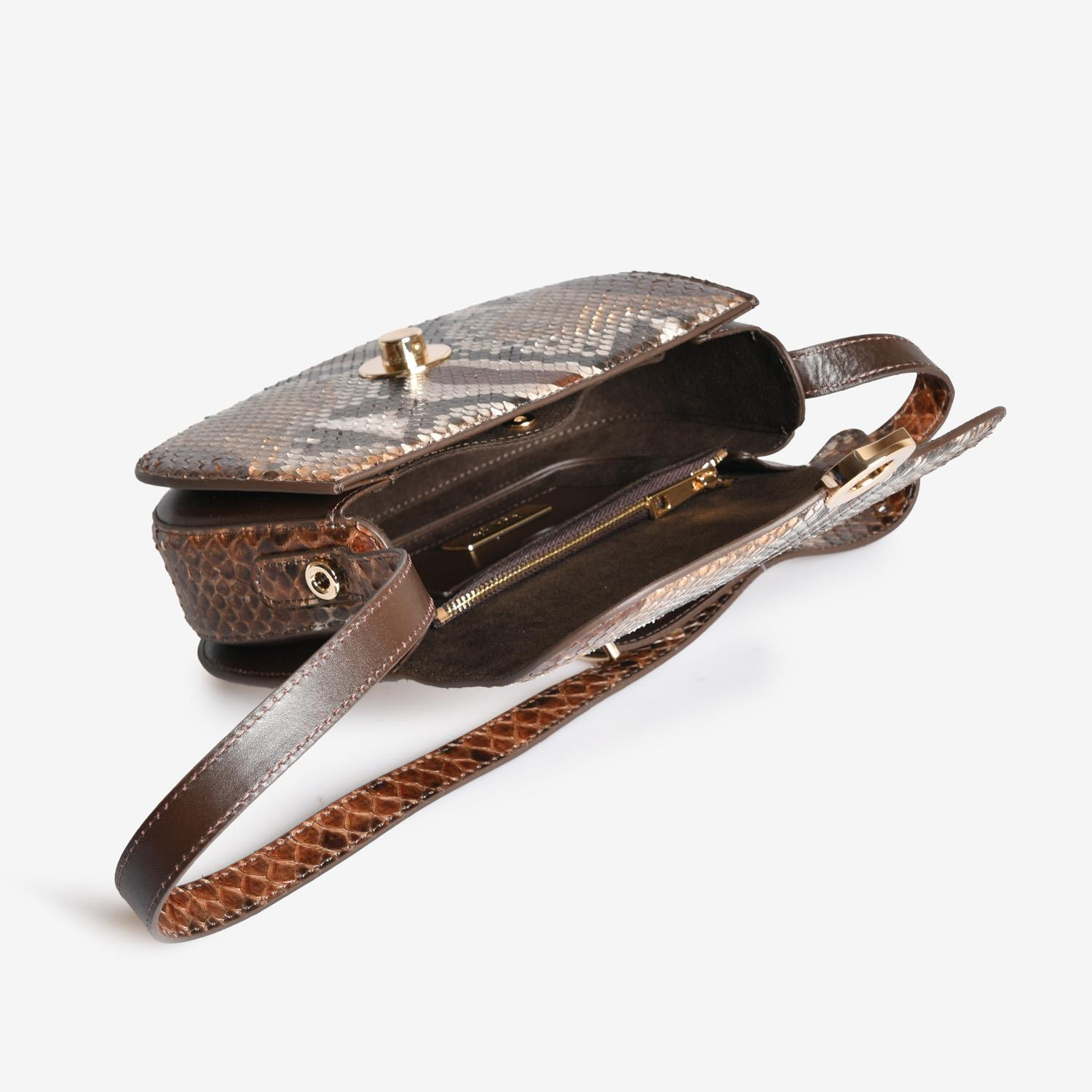 Camel Piton Deri Kadın Askılı Çanta