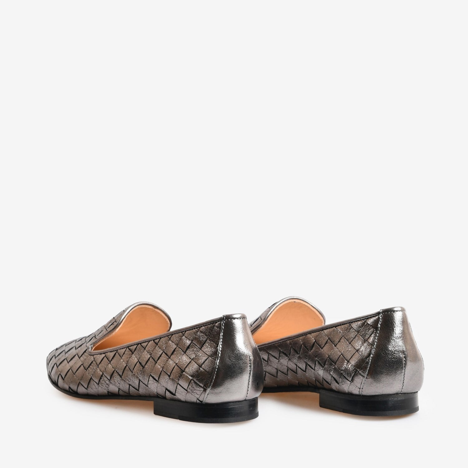 Çelik Deri Örgü Detaylı Babet Loafer