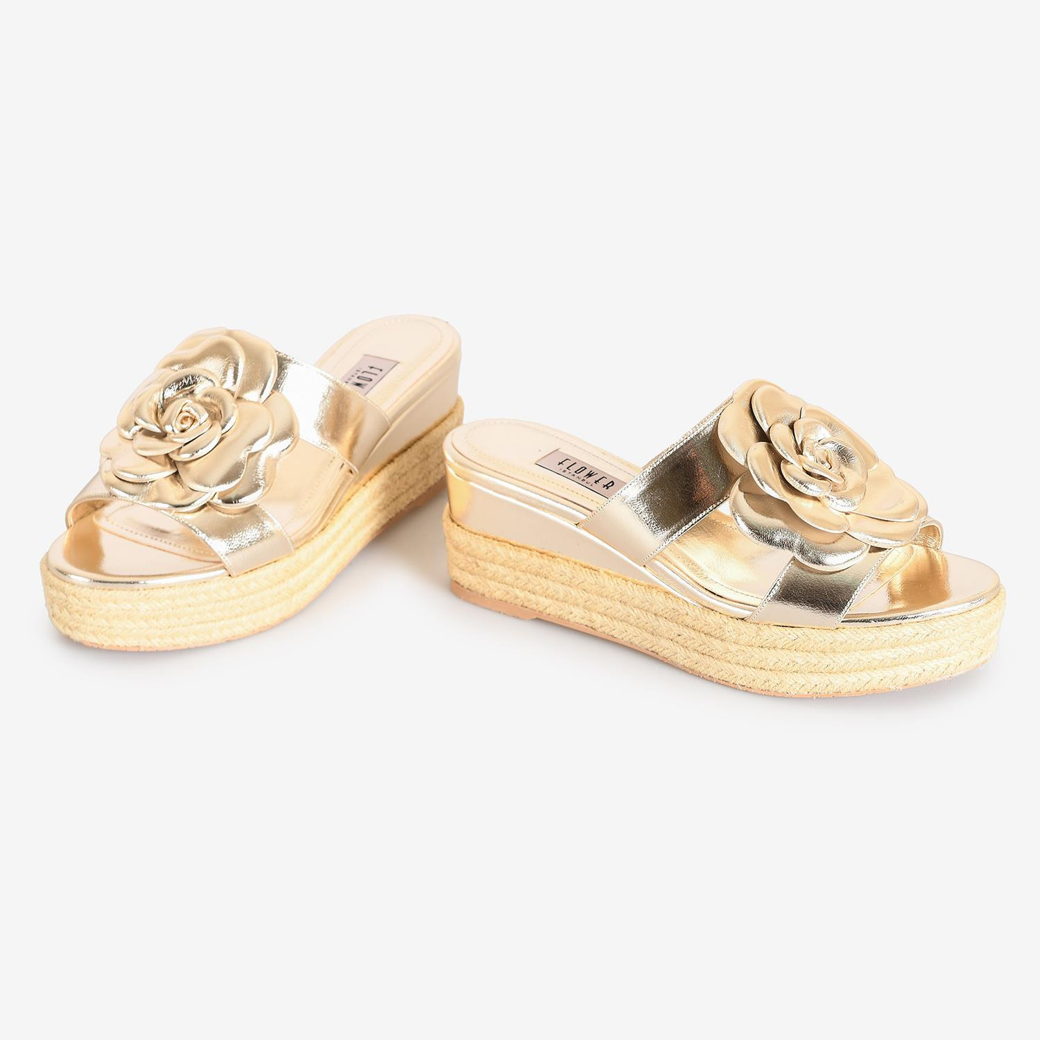 Dore Deri Dolgu Topuk Espadril Terlik