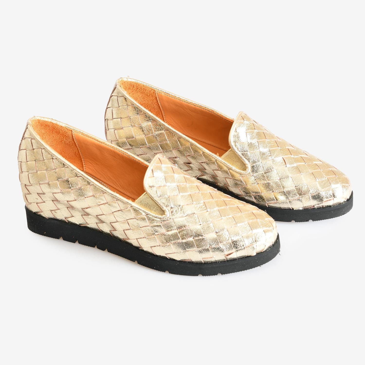 Dore Deri Gizli Dolgu Topuk Kadın Loafer