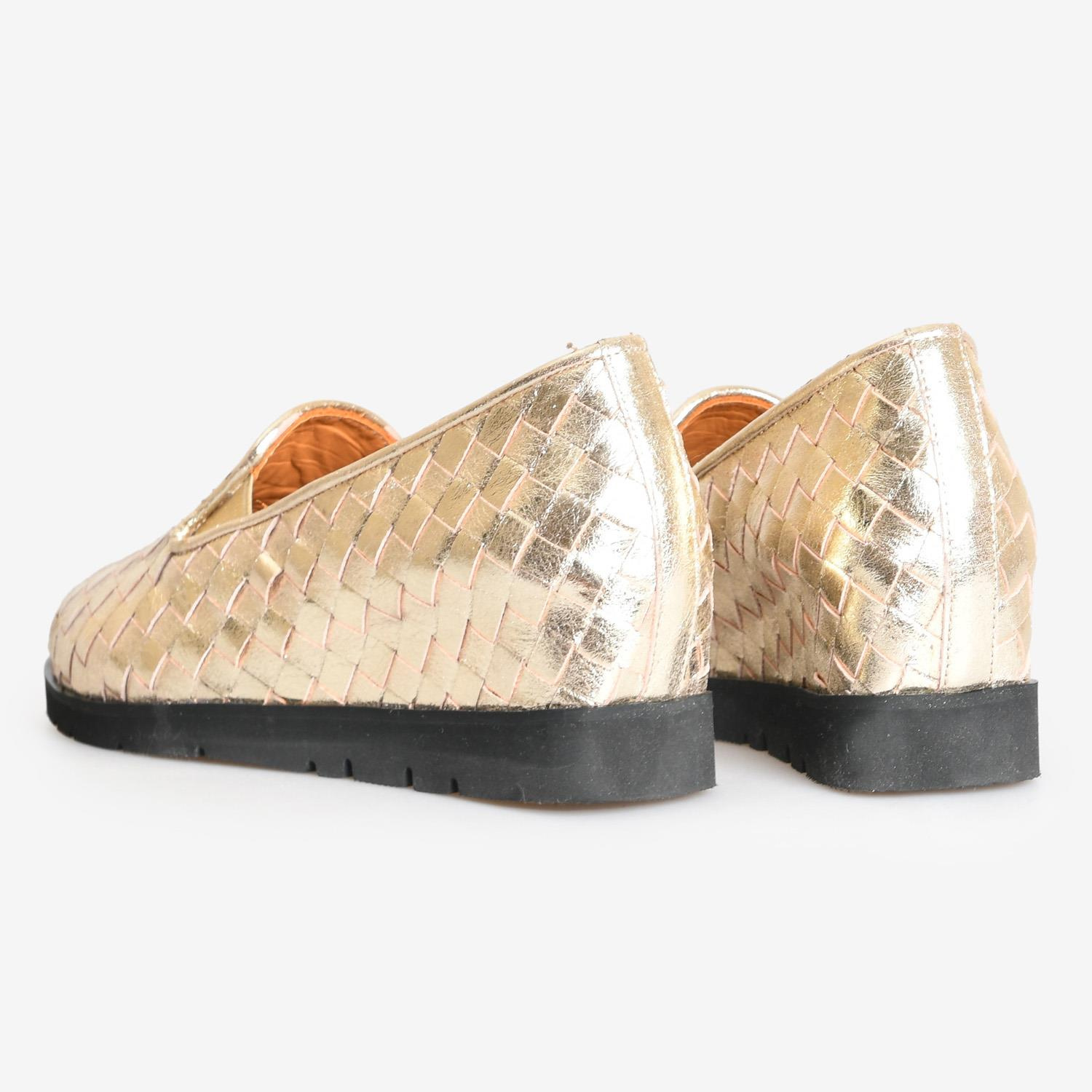 Dore Deri Gizli Dolgu Topuk Kadın Loafer