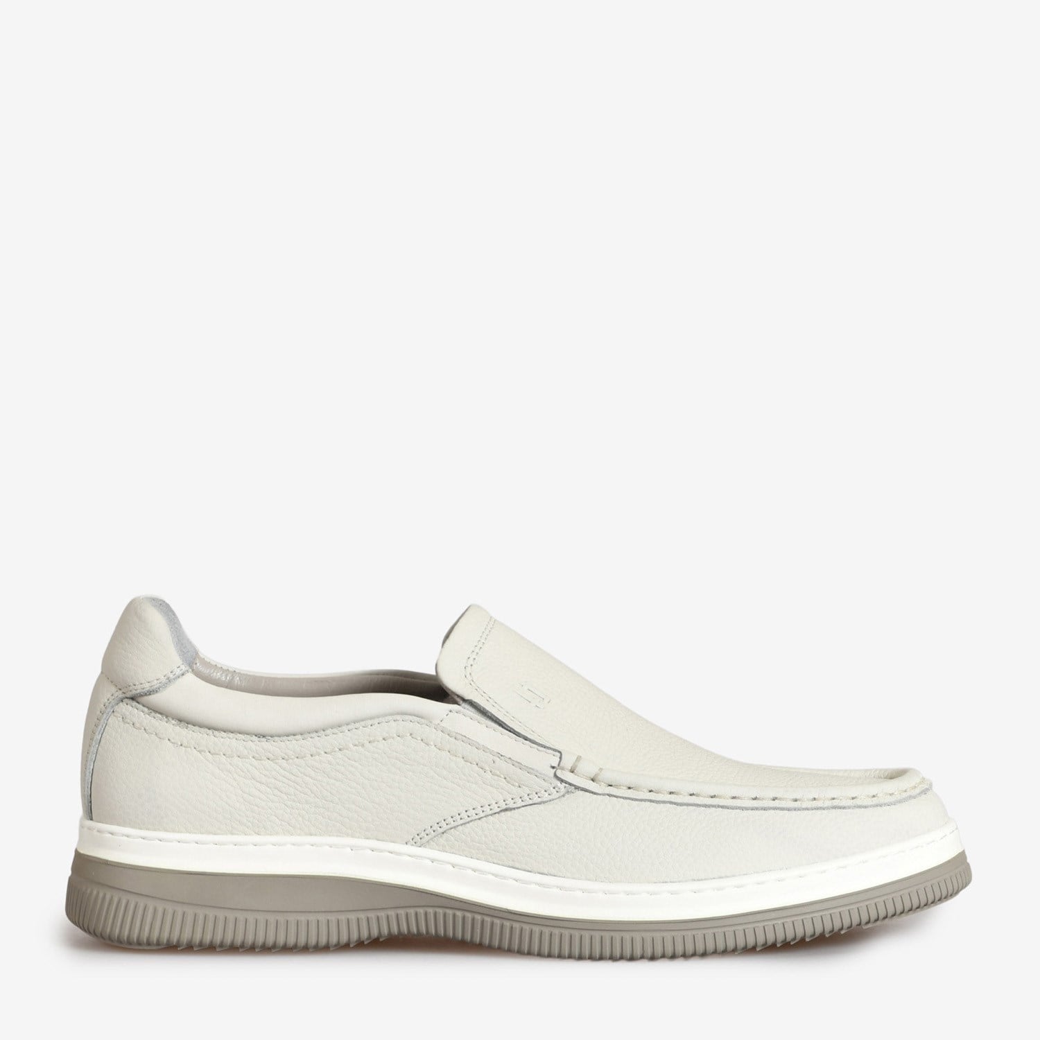 Flower Beyaz Deri Erkek Loafer