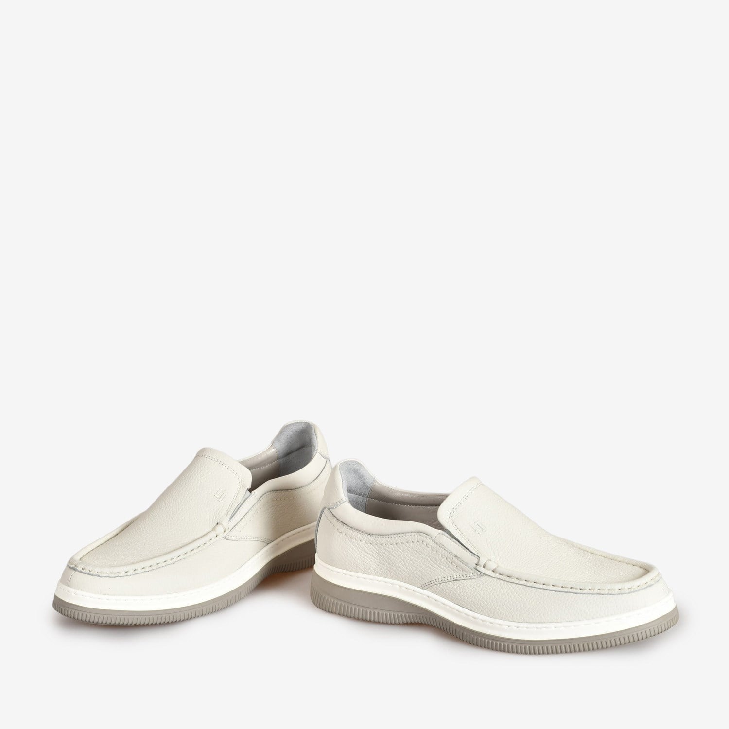 Flower Beyaz Deri Erkek Loafer