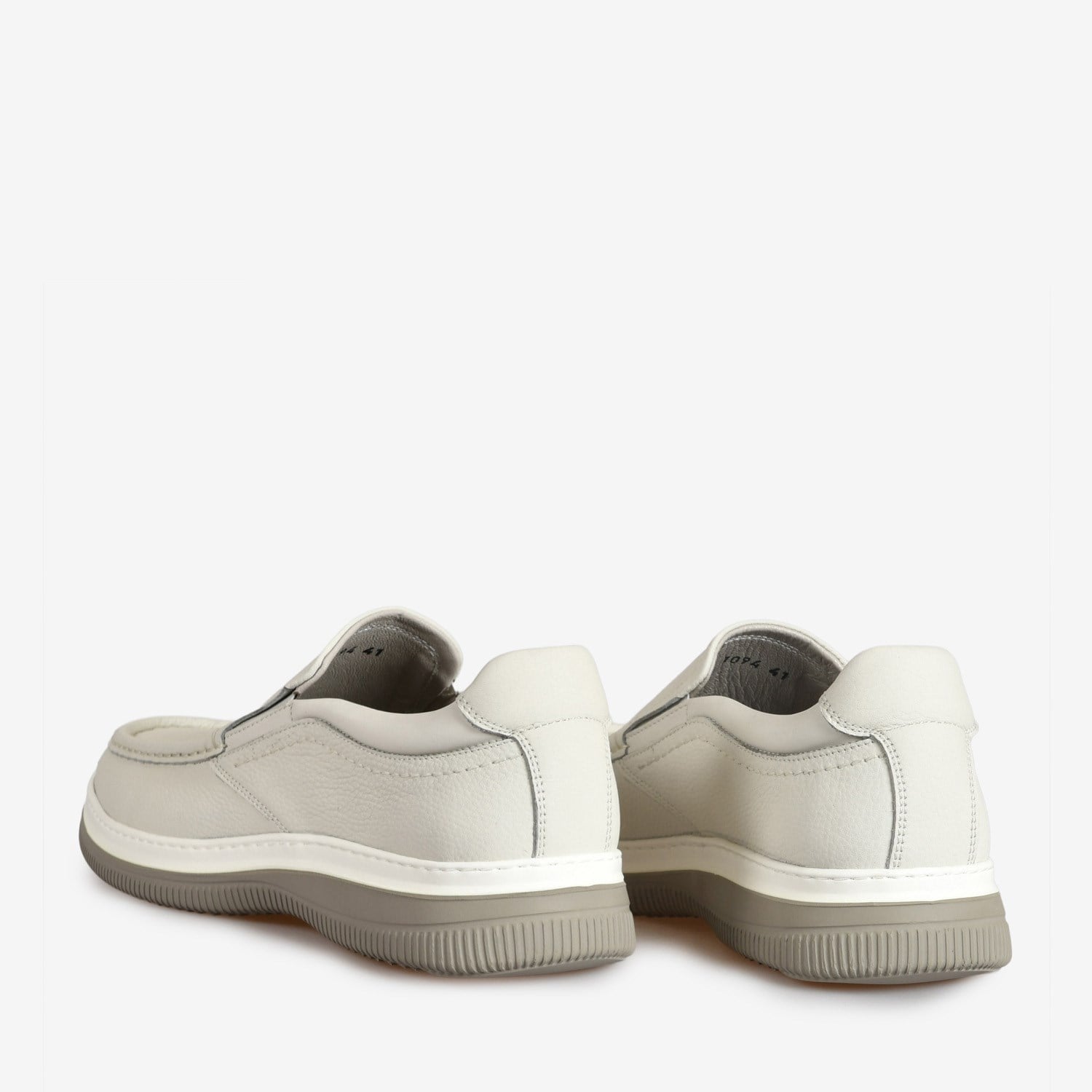 Flower Beyaz Deri Erkek Loafer