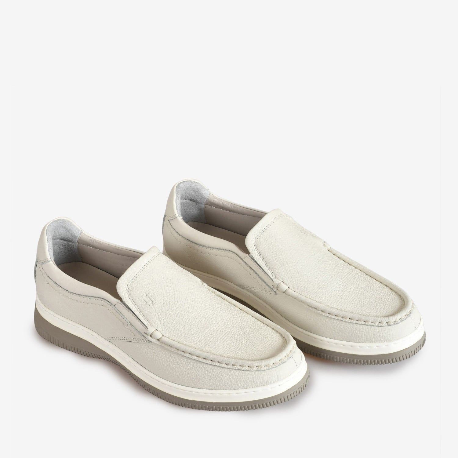 Flower Beyaz Deri Erkek Loafer