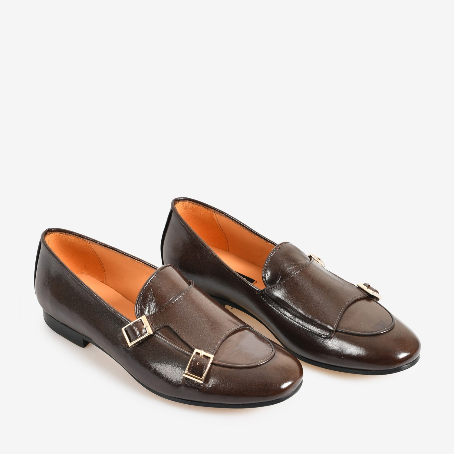 Flower Kahve Deri Kemer Detaylı Kadın Loafer