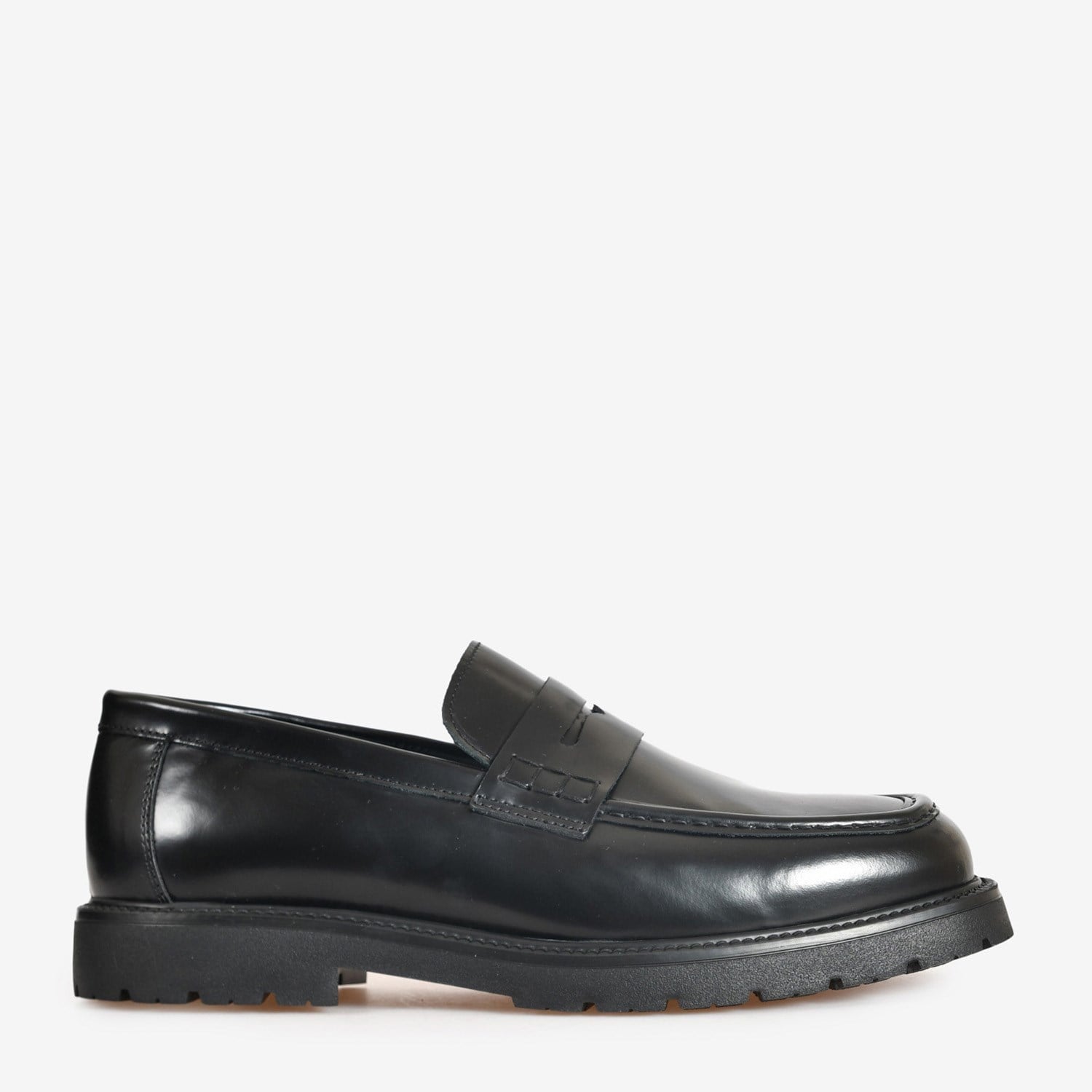 Flower Siyah Deri Erkek Loafer