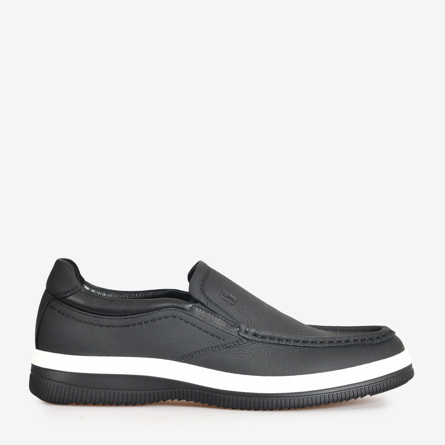 Flower Siyah Deri Erkek Loafer