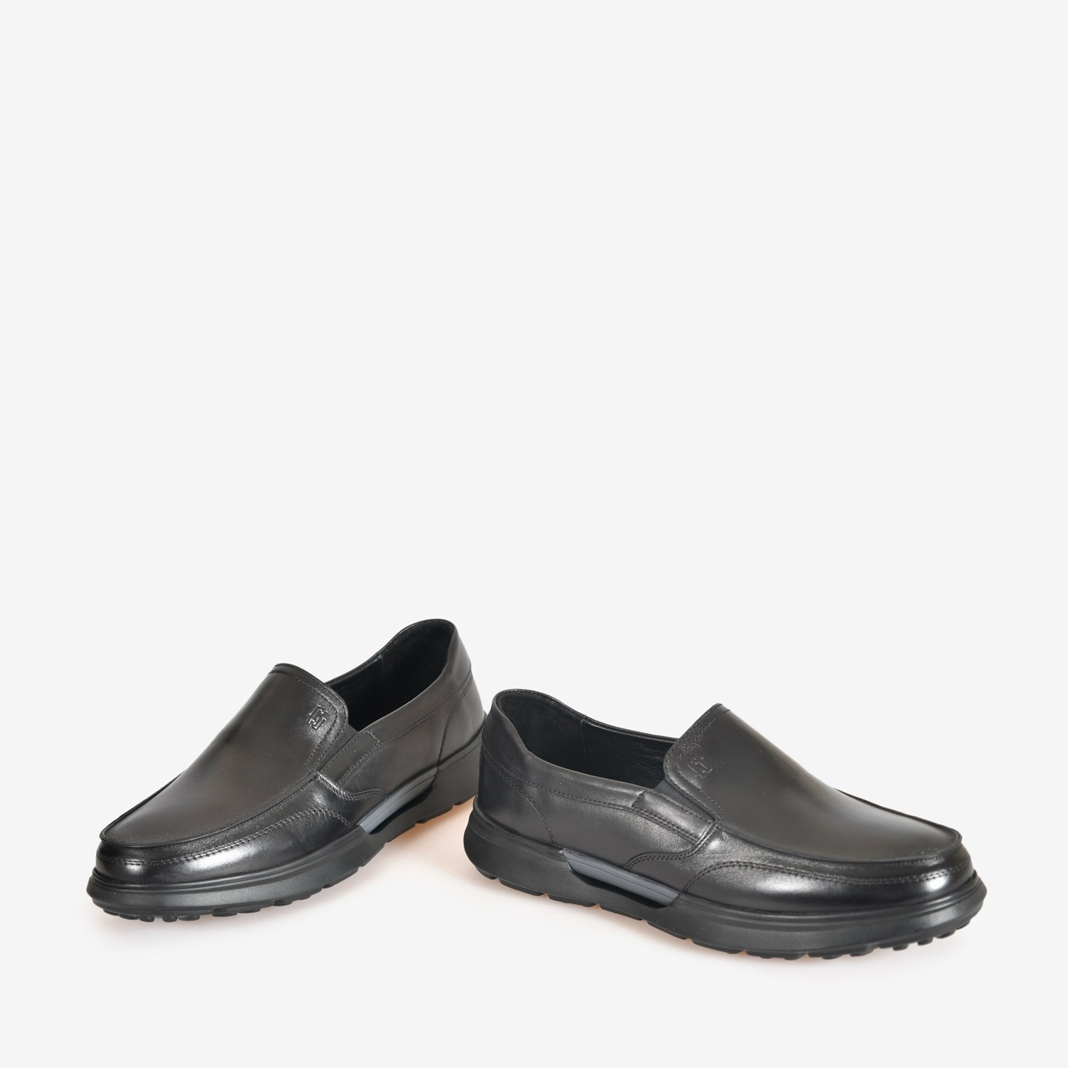 Flower Siyah Deri Erkek Loafer