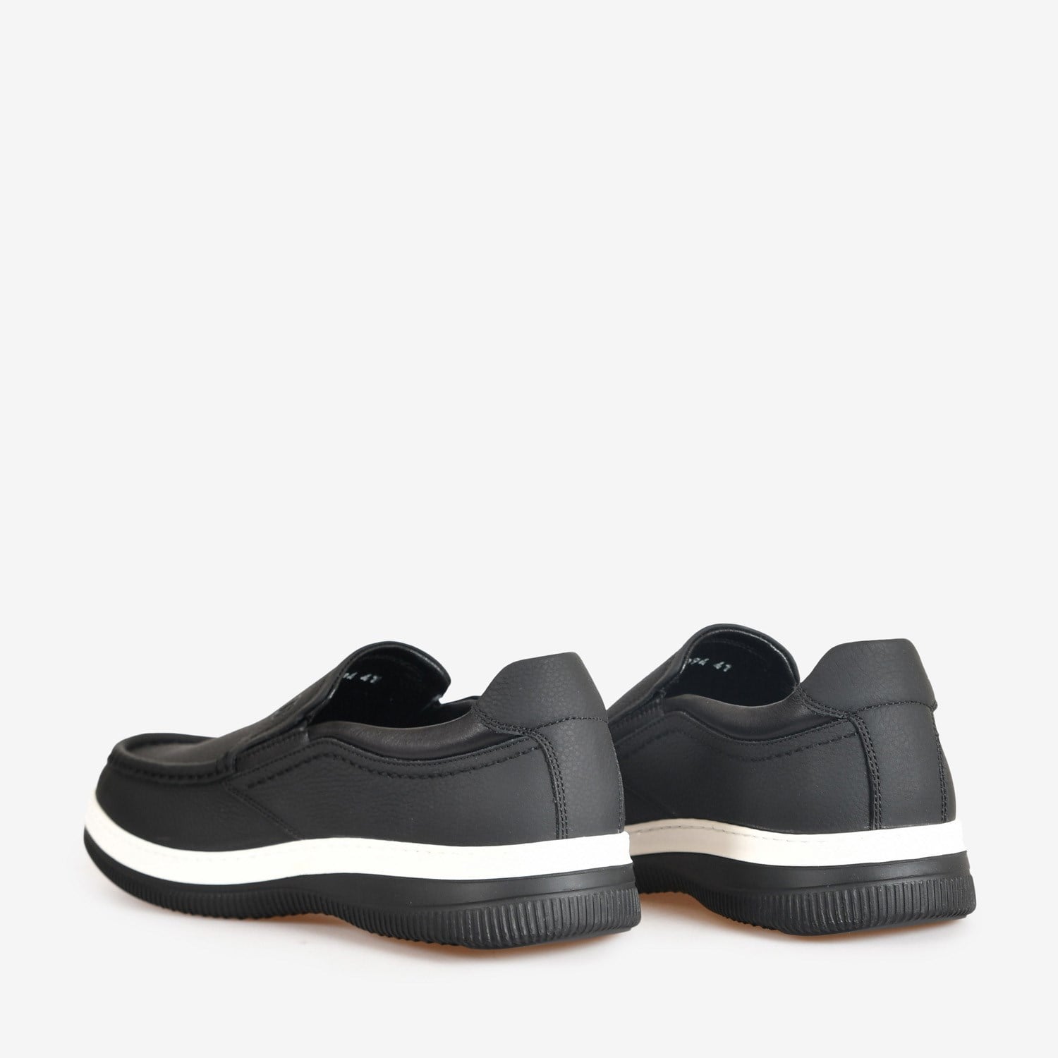 Flower Siyah Deri Erkek Loafer