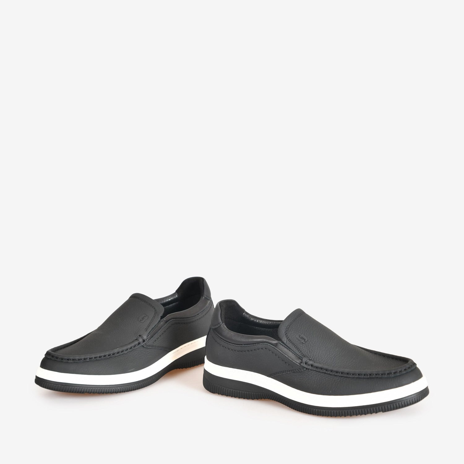 Flower Siyah Deri Erkek Loafer