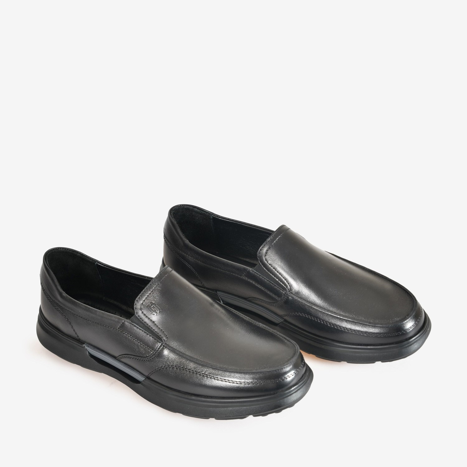 Flower Siyah Deri Erkek Loafer