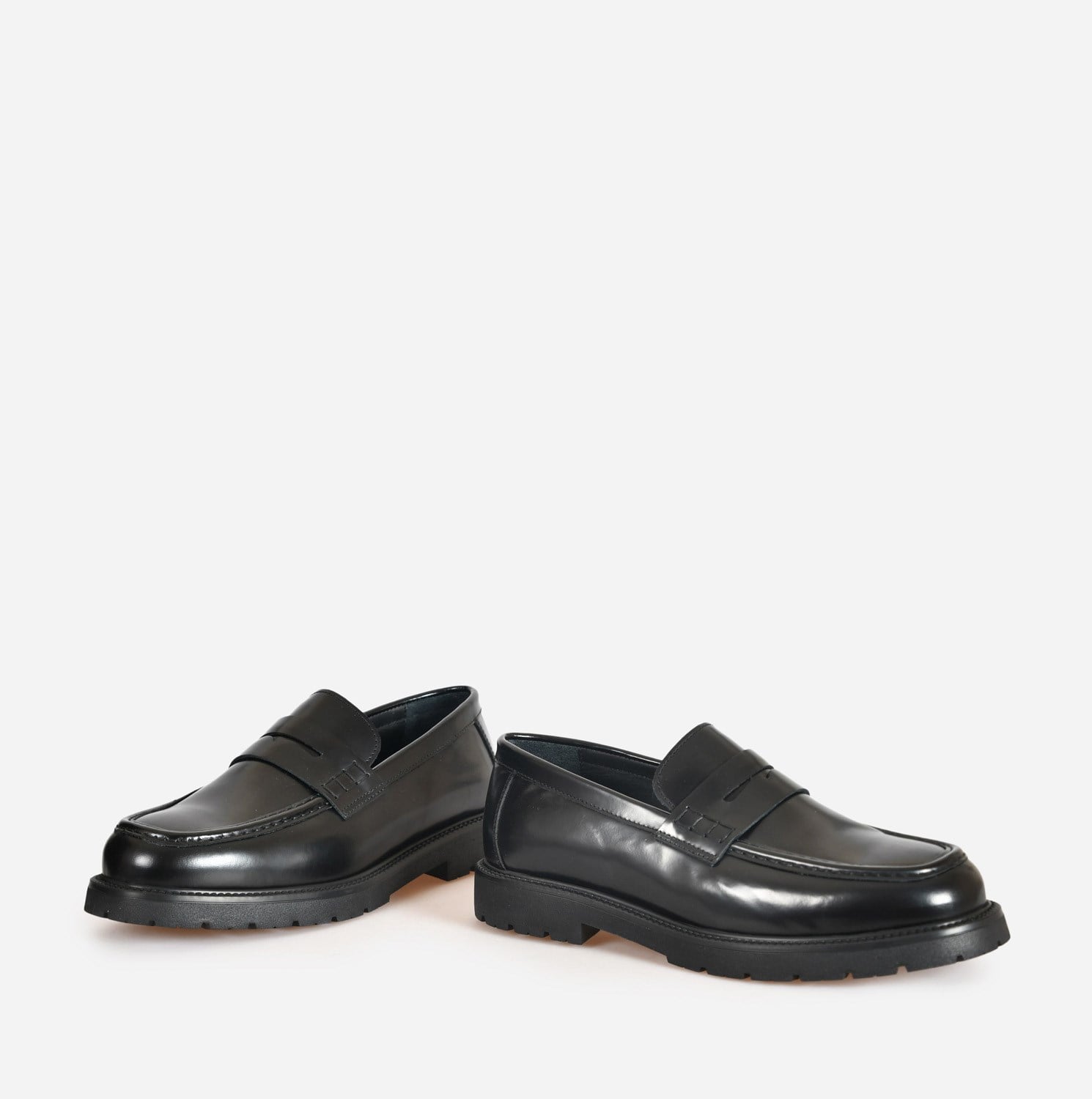 Flower Siyah Deri Erkek Loafer