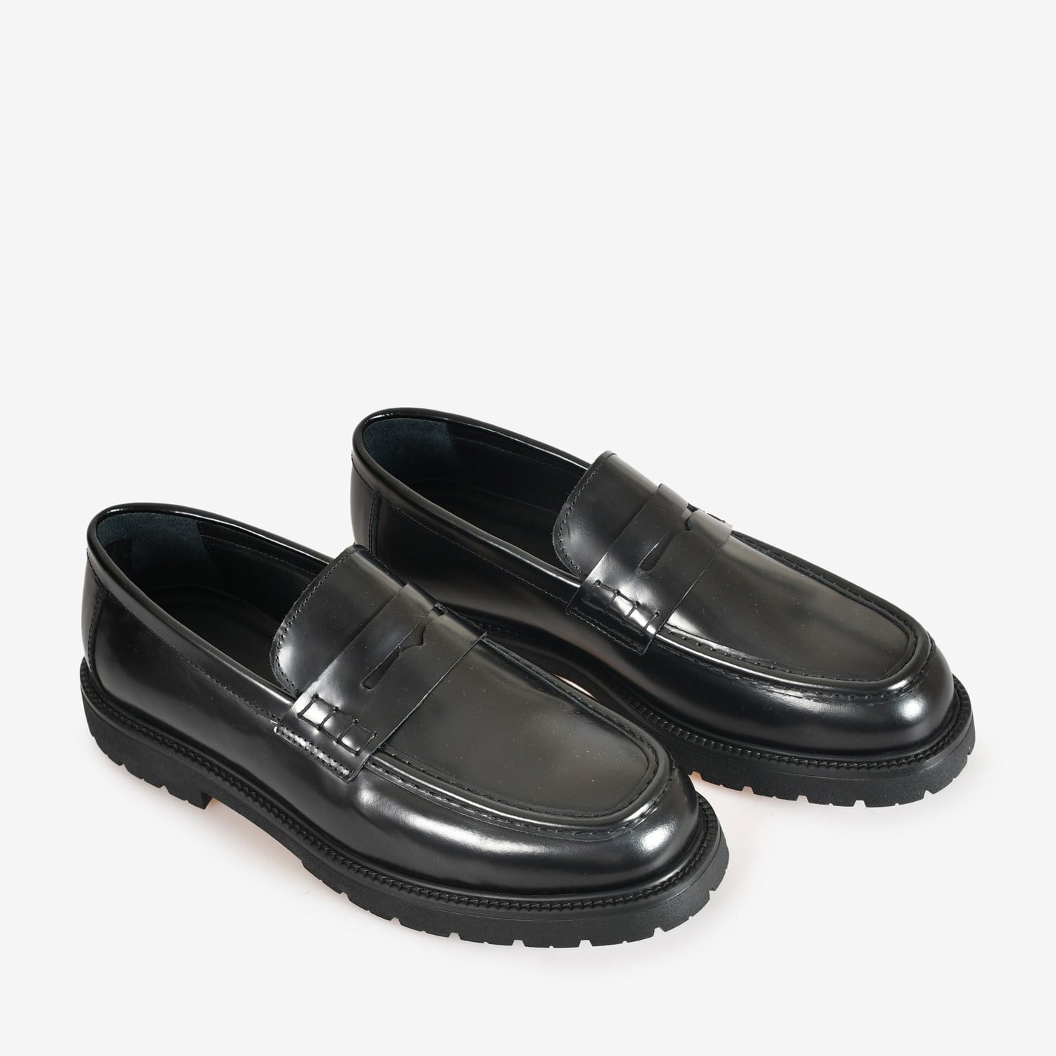 Flower Siyah Deri Erkek Loafer