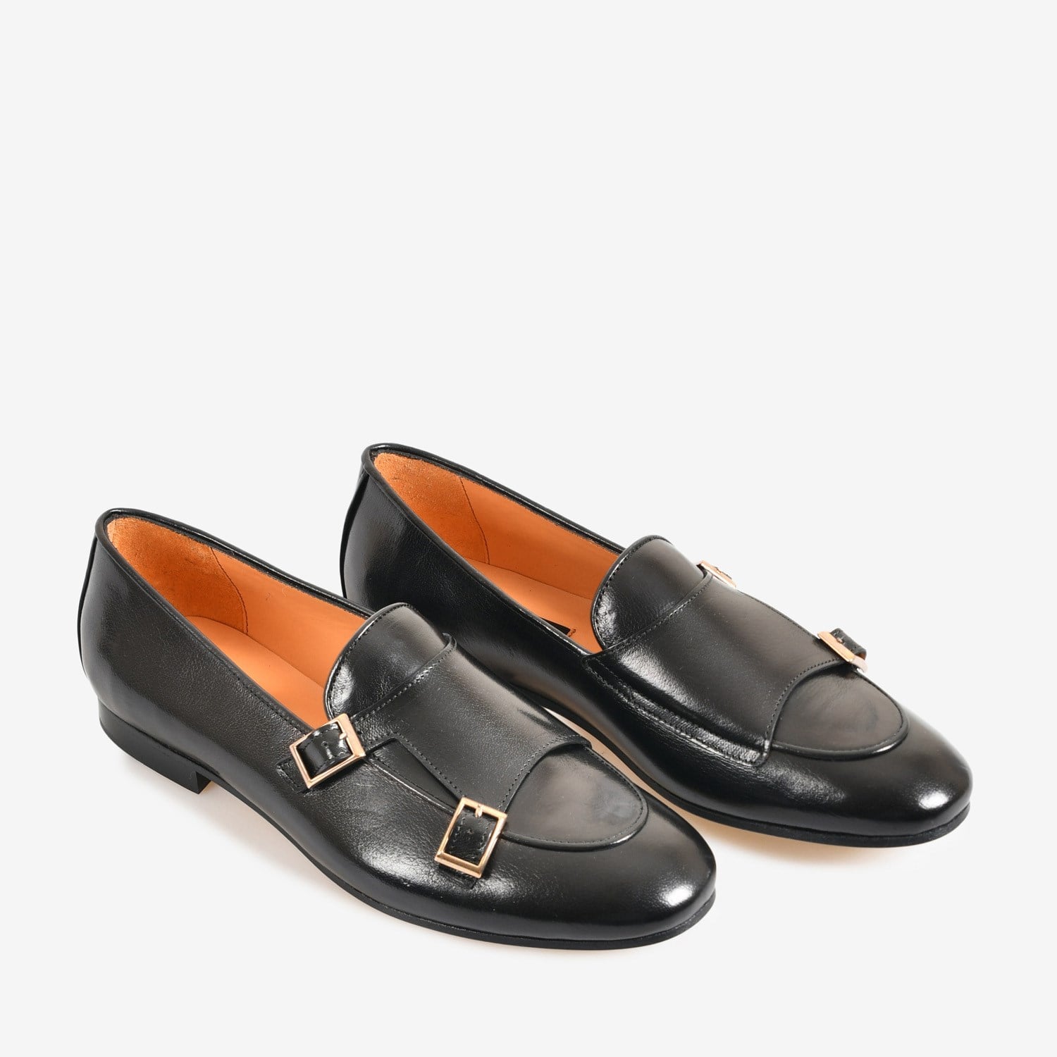 Flower Siyah Deri Kemer Detaylı Kadın Loafer