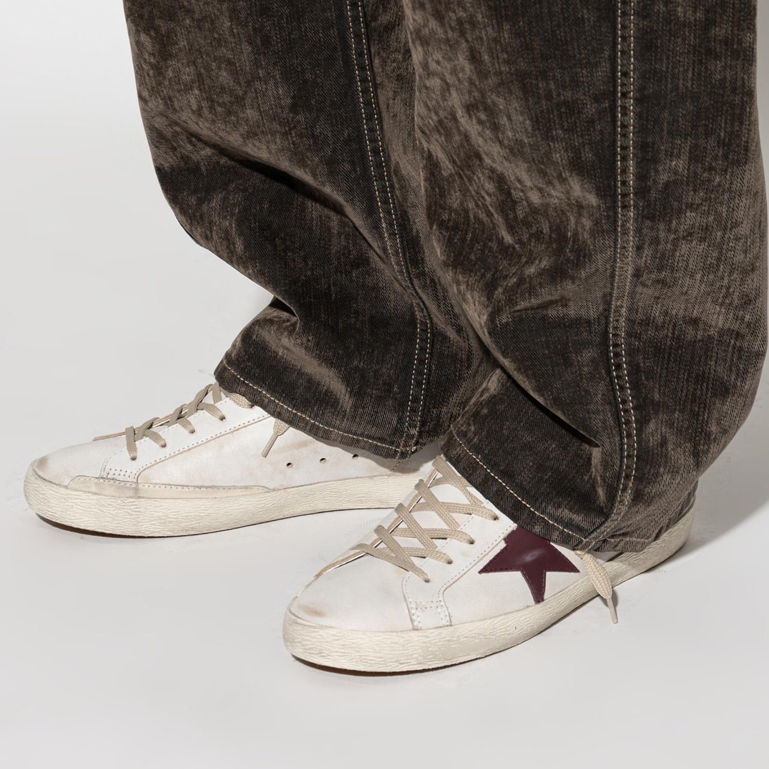 Golden Goose Beyaz Bordo Kombin Erkek Sneakers