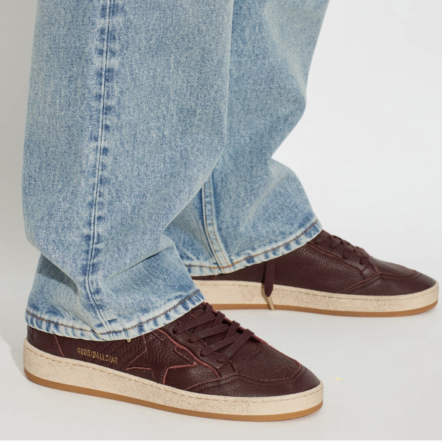 Golden Goose Bordo Deri Ball-Star 8888 Kadın Sneakers