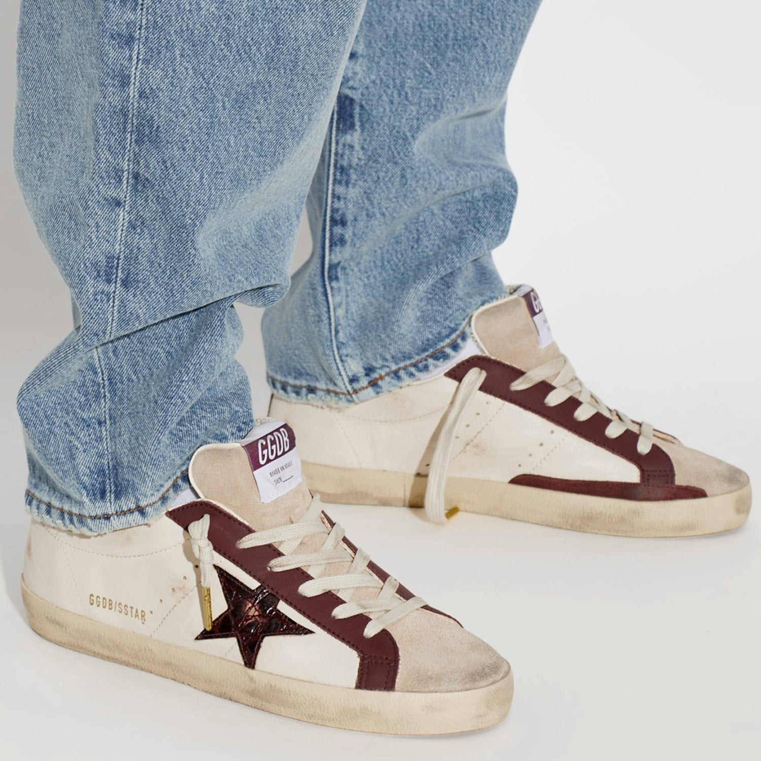 Golden Goose Bordo Deri Super-Star 8761 Kadın Sneakers