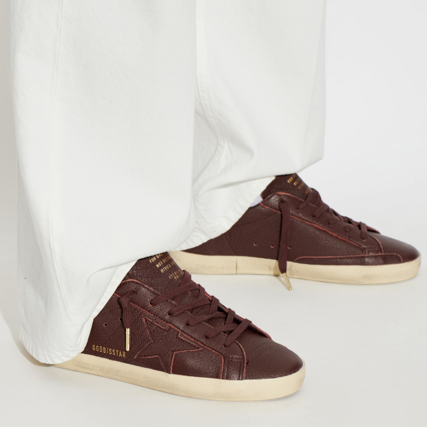 Golden Goose Bordo Deri Super-Star 8887 Kadın Sneakers