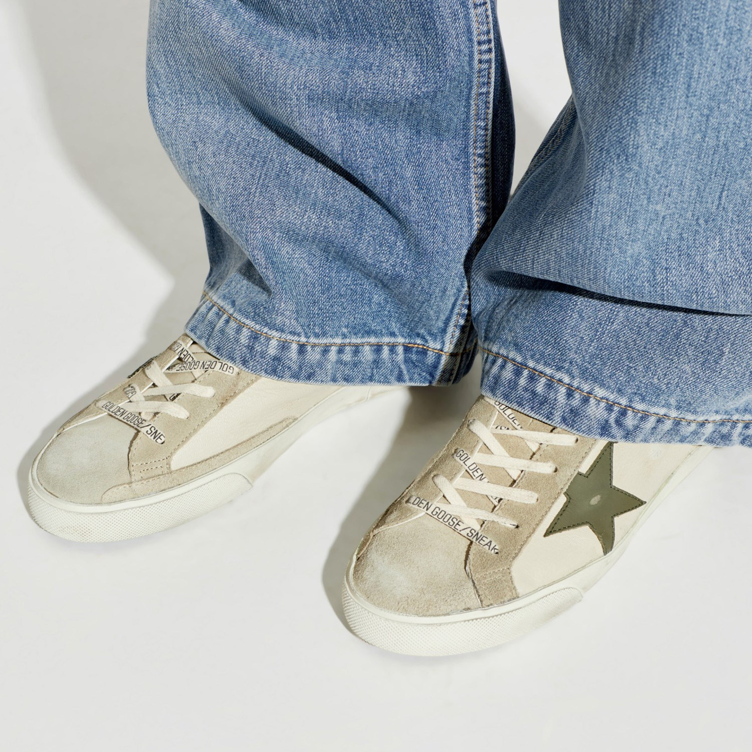 Golden Goose Krem Deri Super-Star 8728 Erkek Sneakers