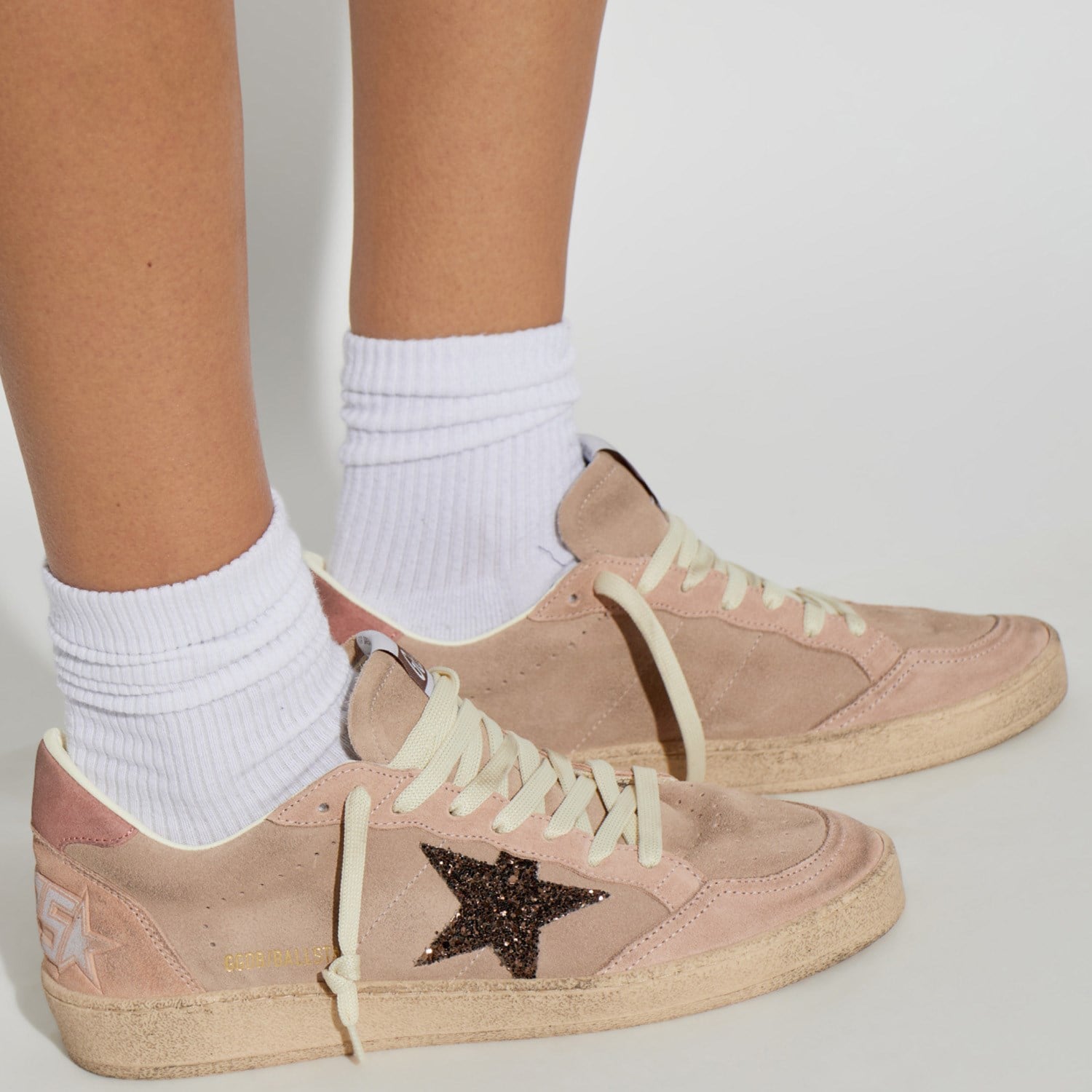 Golden Goose Pembe Deri Ball-Star 8694 Kadın Sneakers