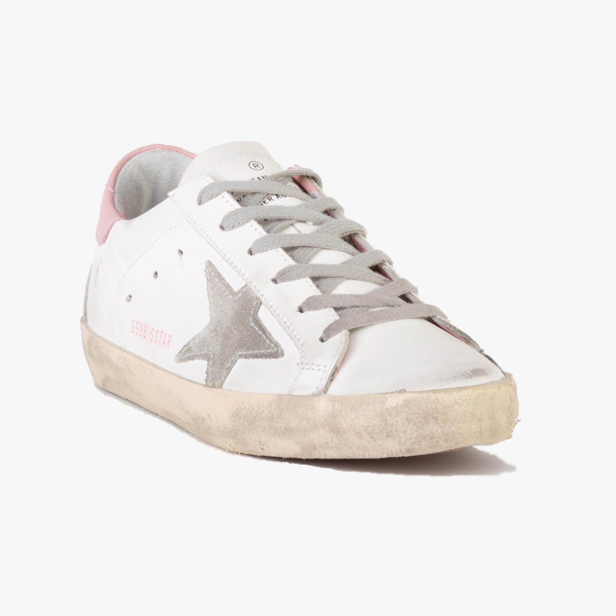 Golden Goose Super-Star Beyaz Pembe Deri Kadın Sneakers
