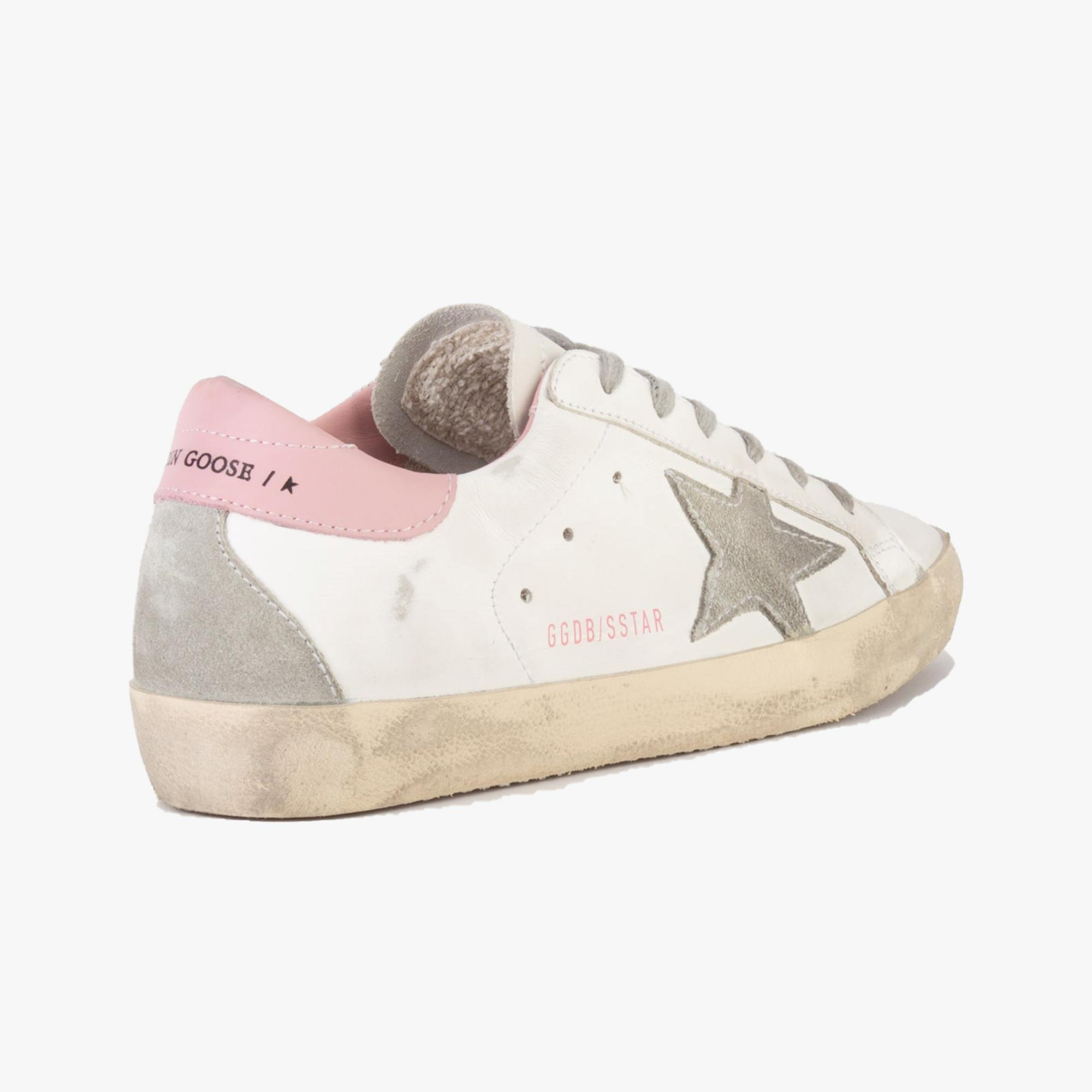 Golden Goose Super-Star Beyaz Pembe Deri Kadın Sneakers