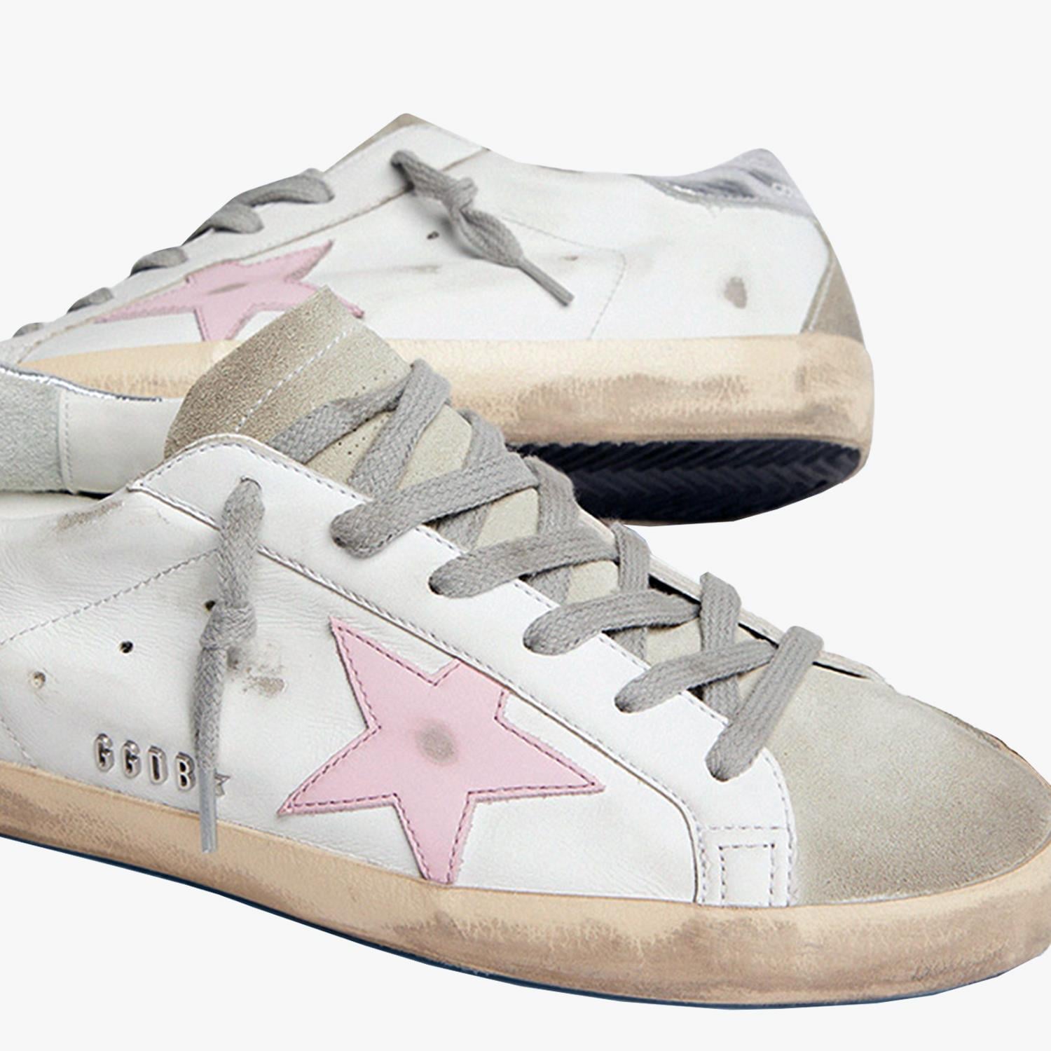 Golden Goose Super-Star Pembe Beyaz Deri Kadın Sneakers