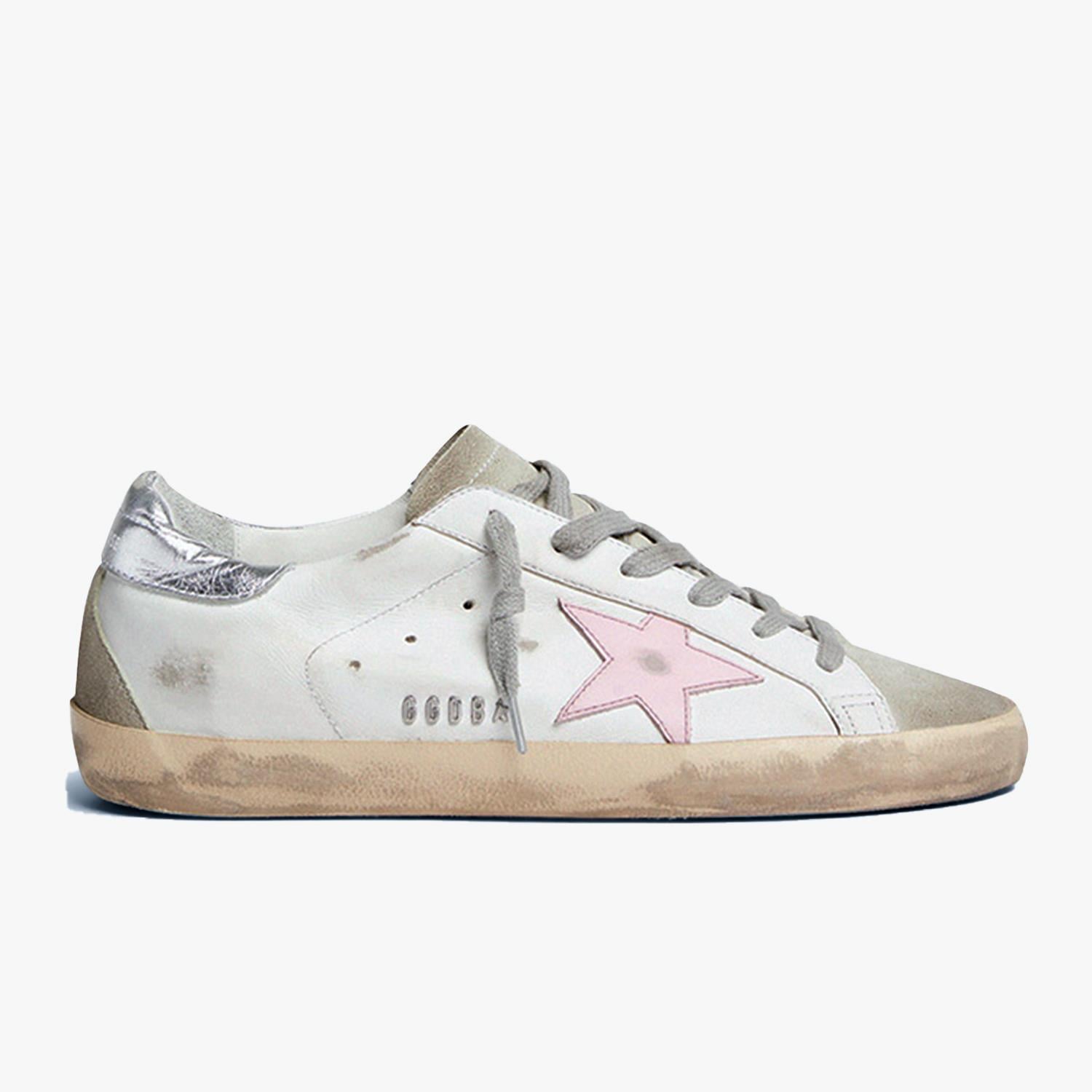 Golden Goose Super-Star Pembe Beyaz Deri Kadın Sneakers