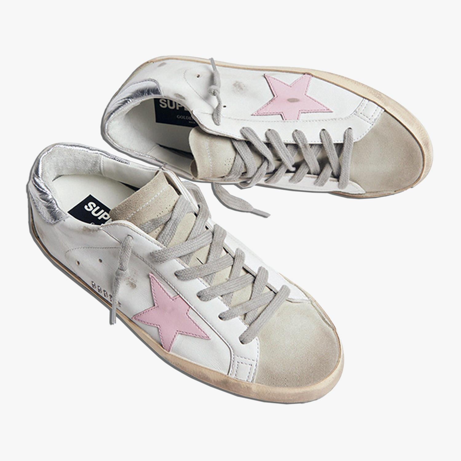 Golden Goose Super-Star Pembe Beyaz Deri Kadın Sneakers
