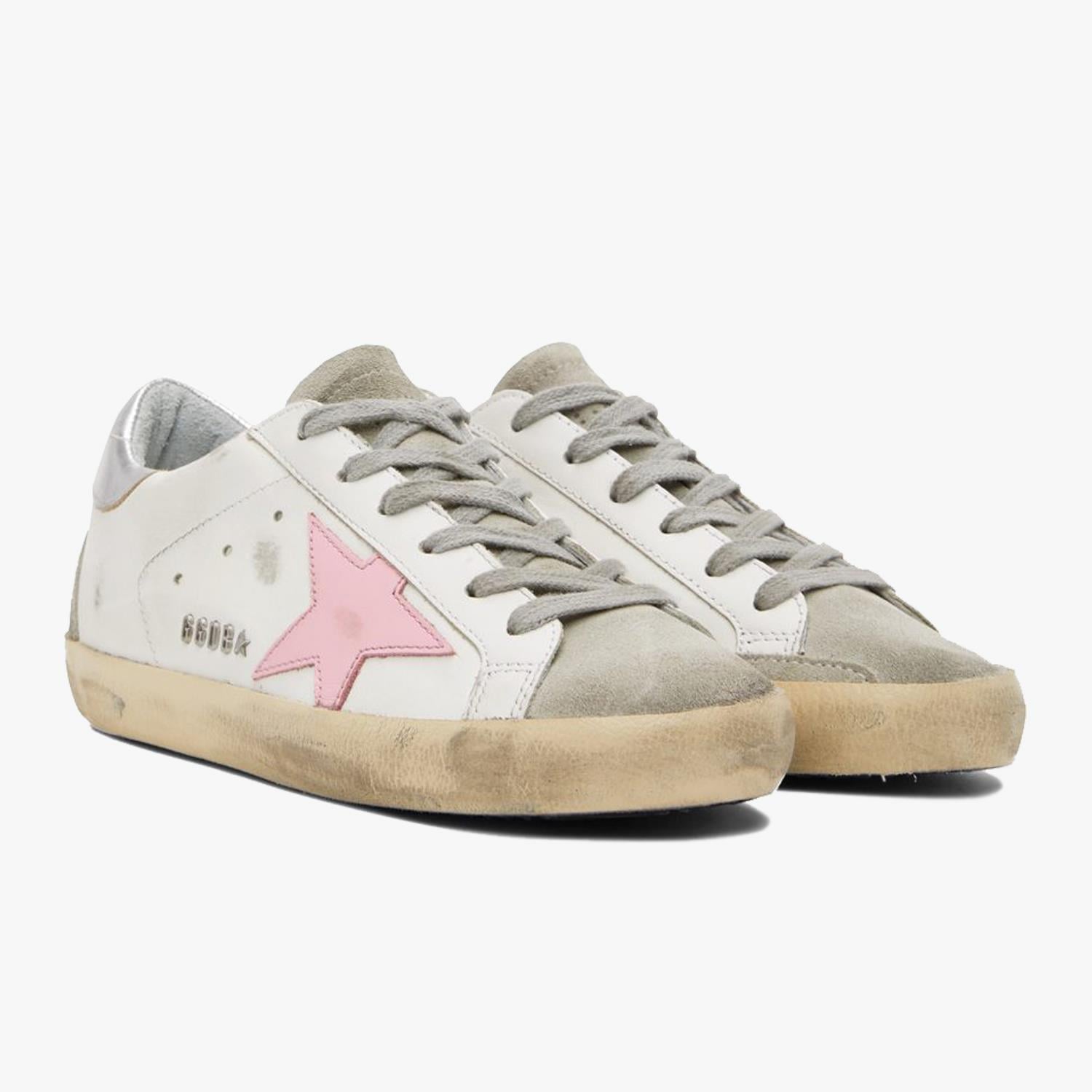 Golden Goose Super-Star Pembe Beyaz Deri Kadın Sneakers
