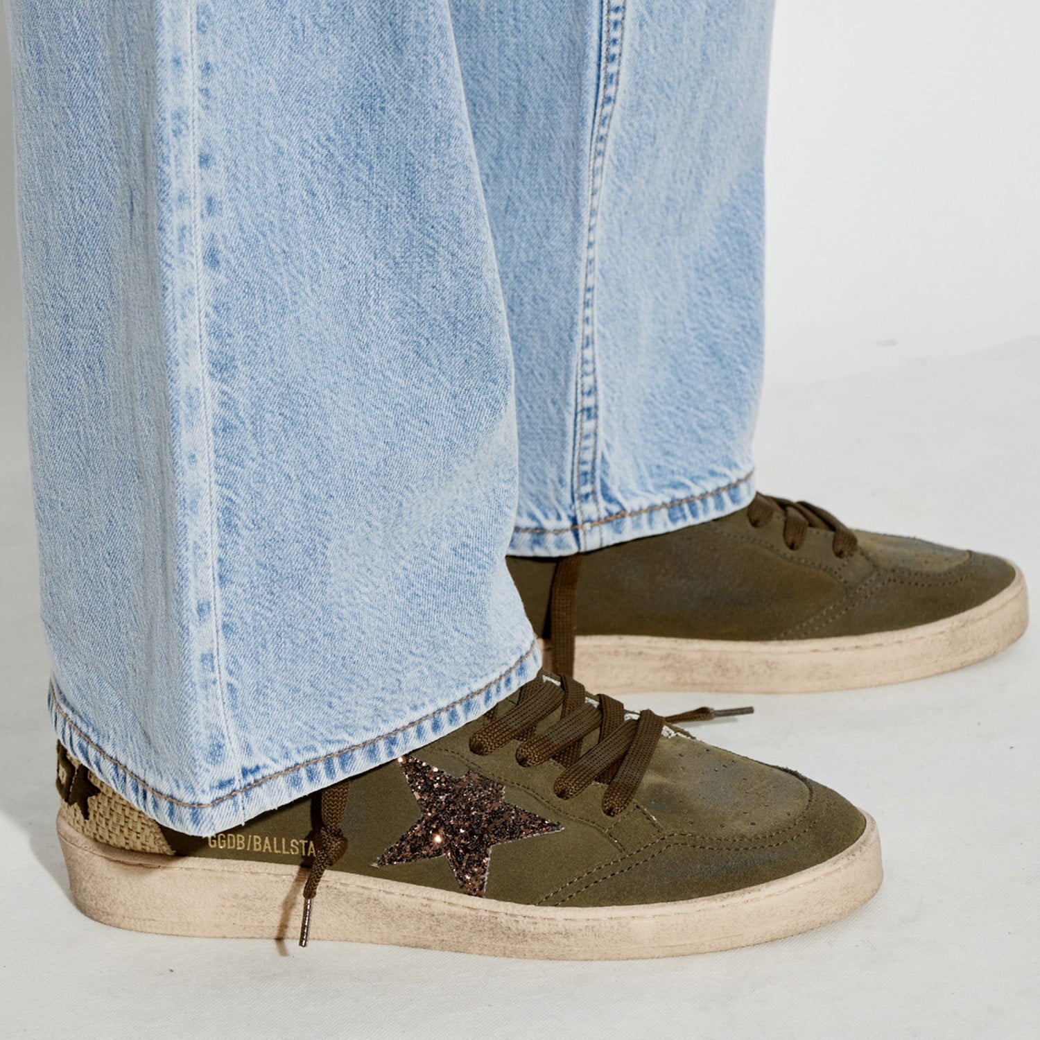 Golden Goose Yeşil Deri Ball-Star 8705 Kadın Sneakers