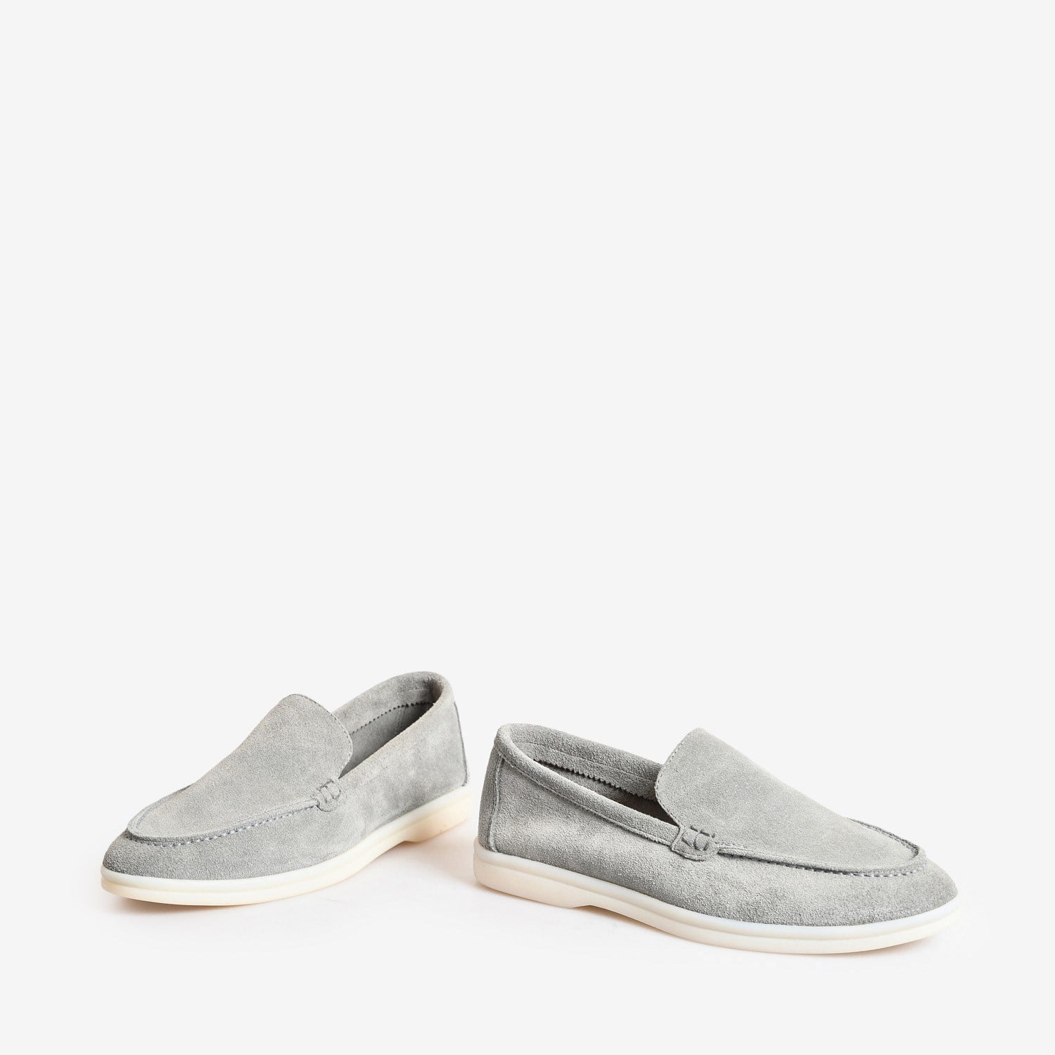 Gri Düz Süet Kadın Loafer