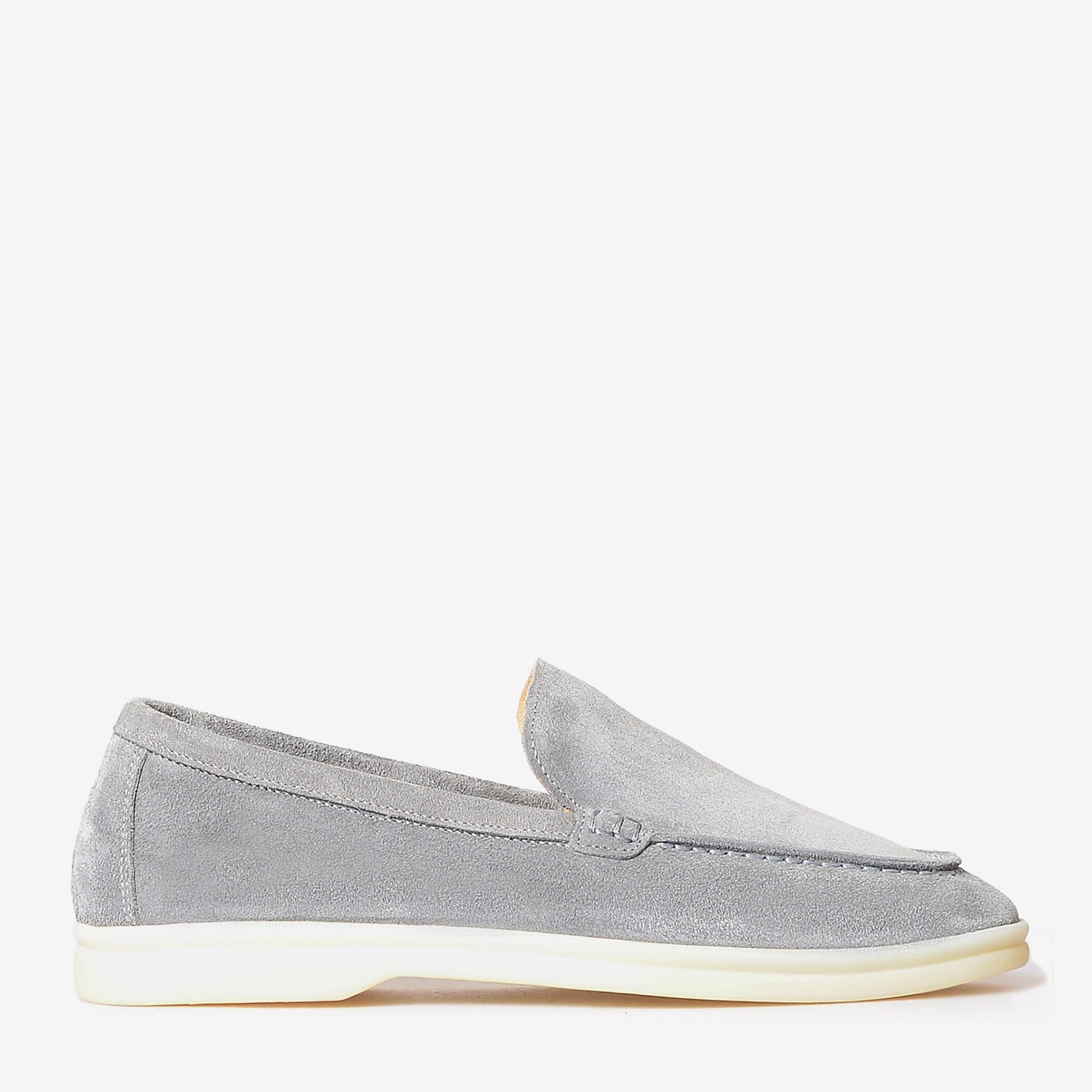 Gri Düz Süet Kadın Loafer