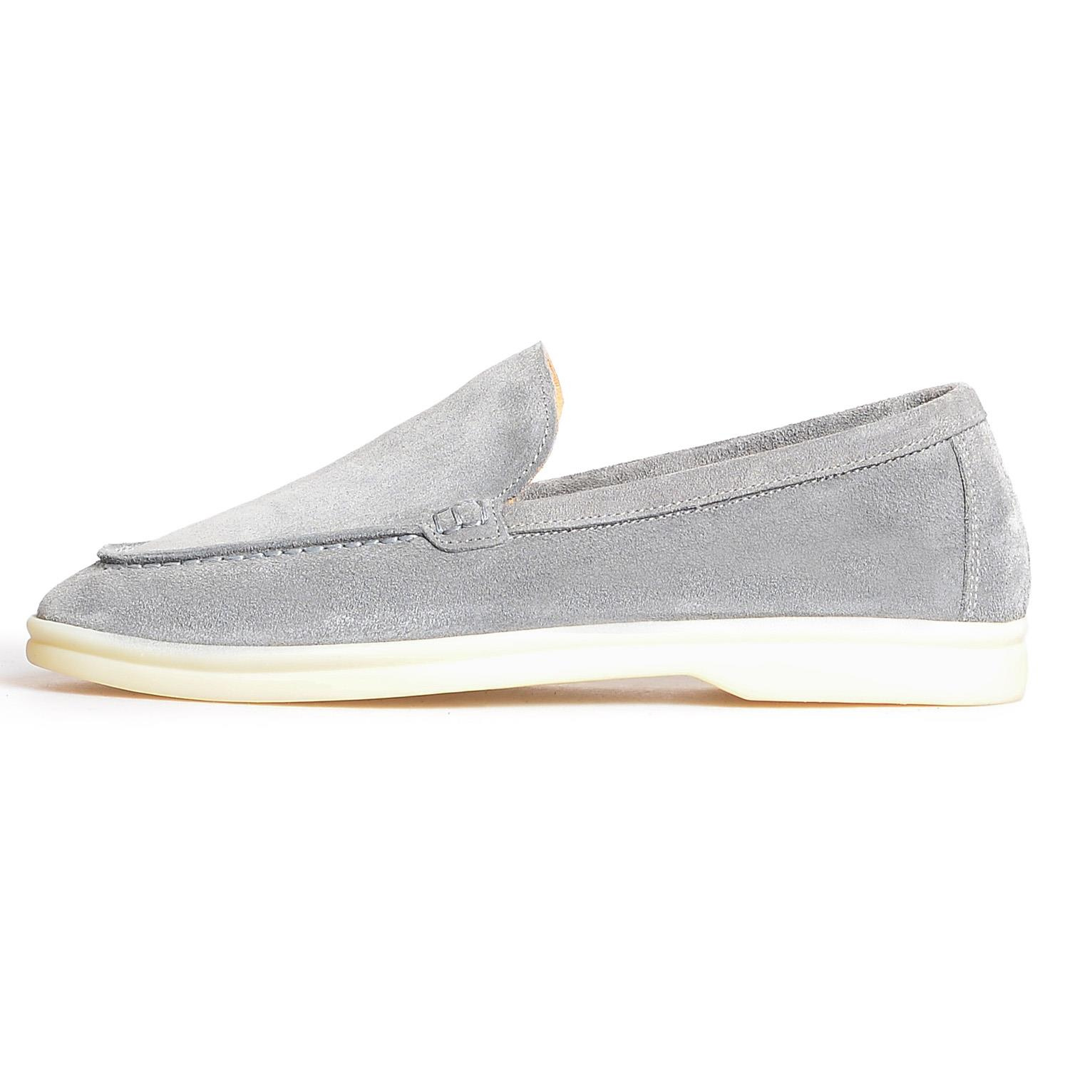 Gri Düz Süet Kadın Loafer