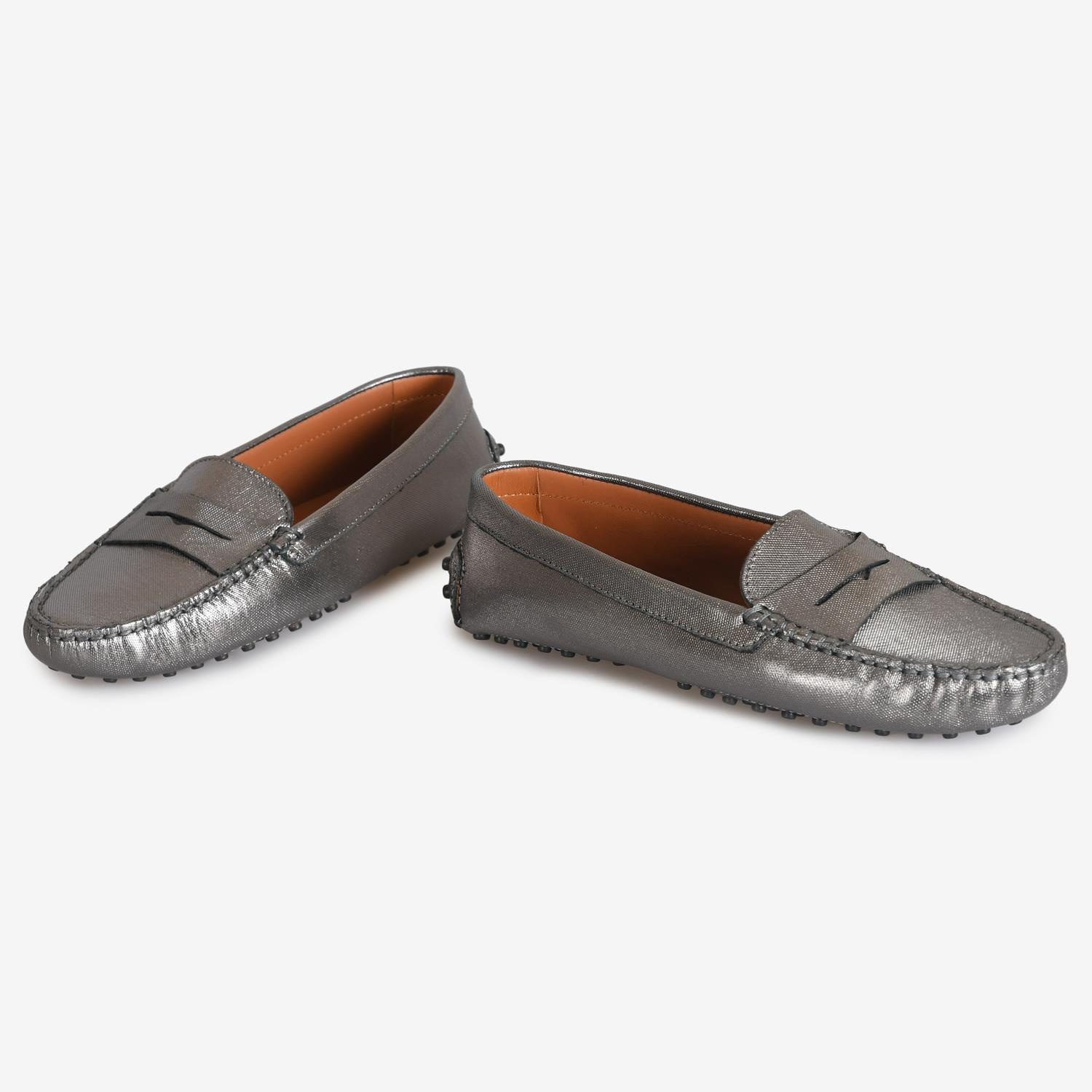 Gümüş Deri Kadın Loafer