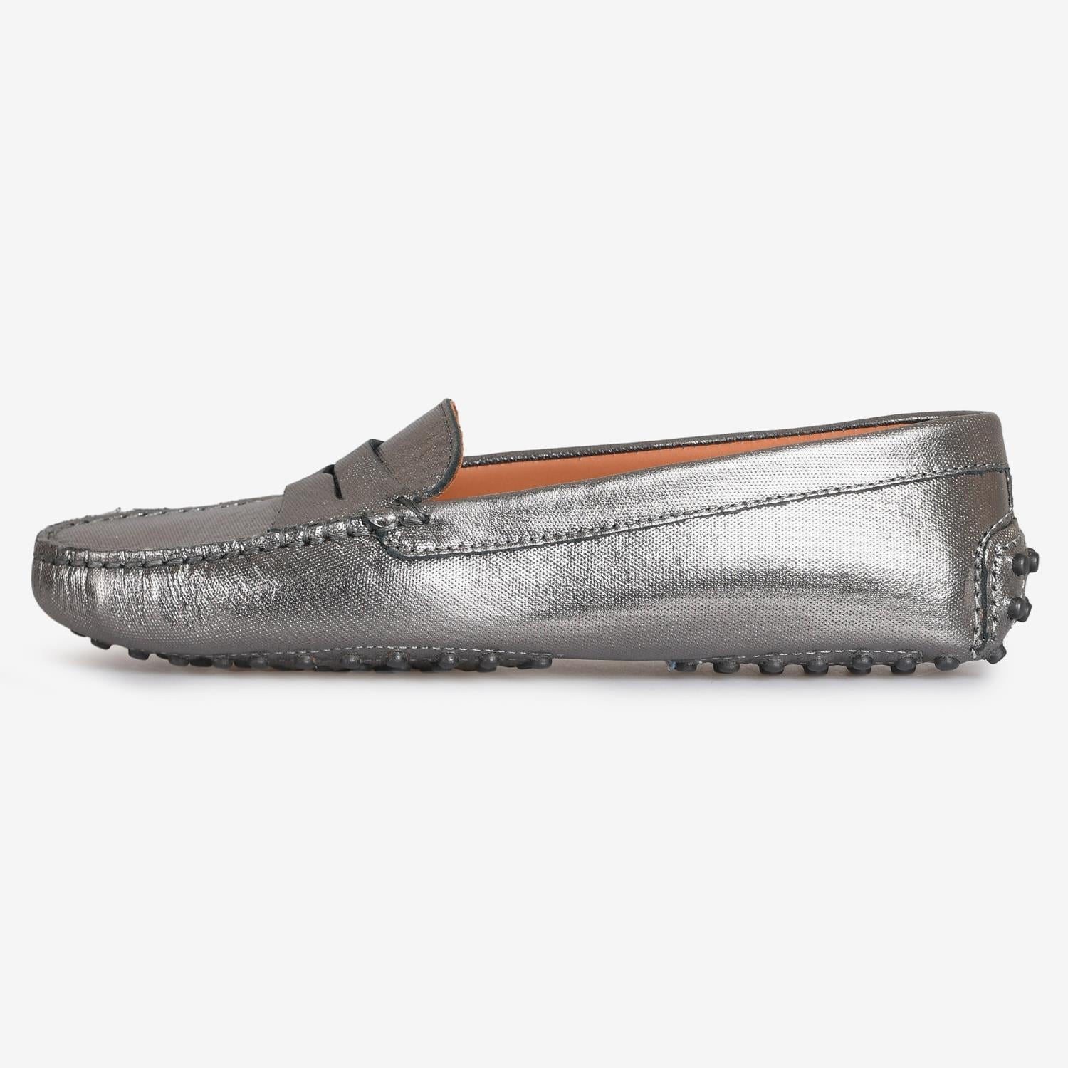 Gümüş Deri Kadın Loafer