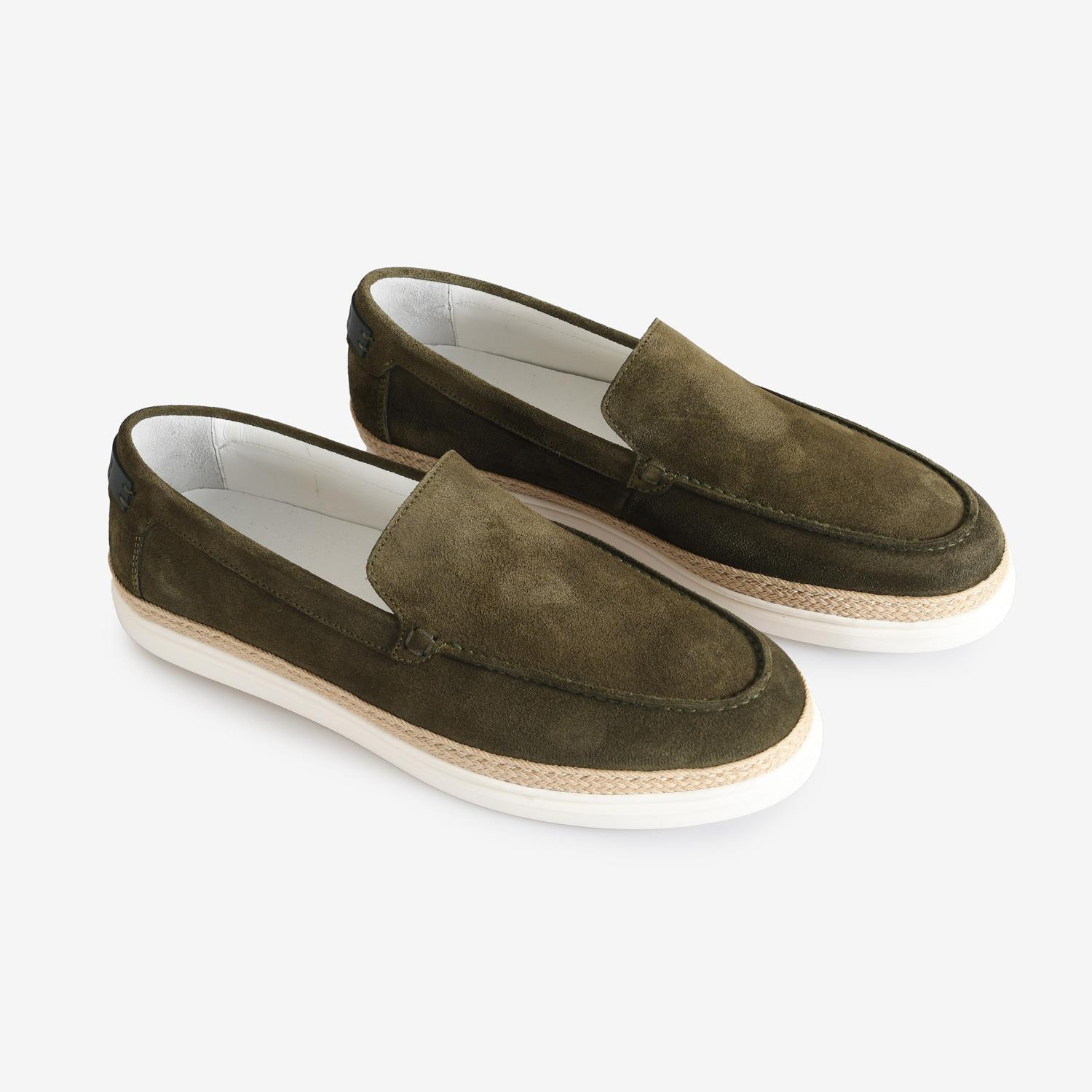 Haki Deri Erkek Loafer