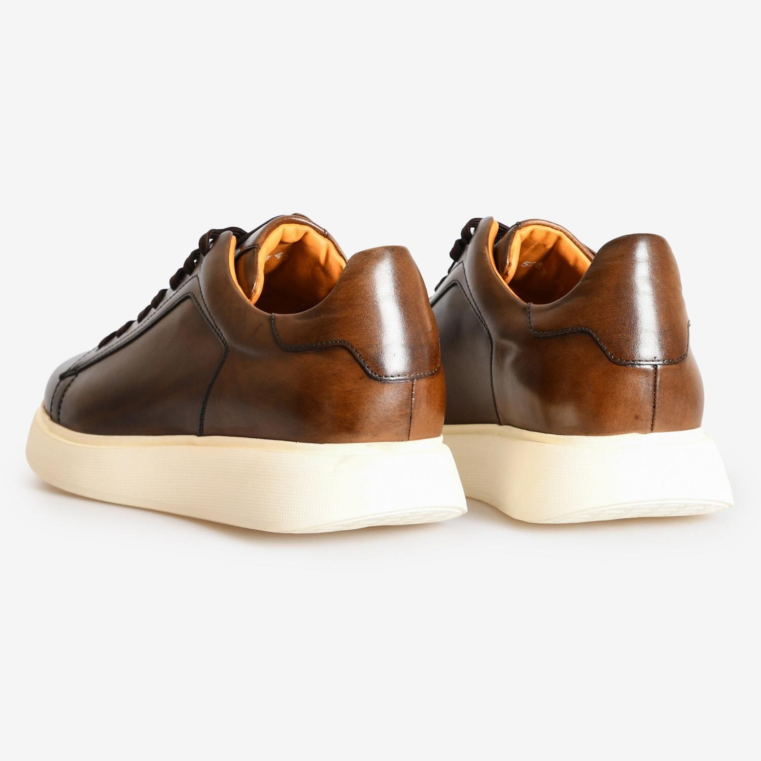 Kahve Deri Bağcıklı Erkek Sneaker