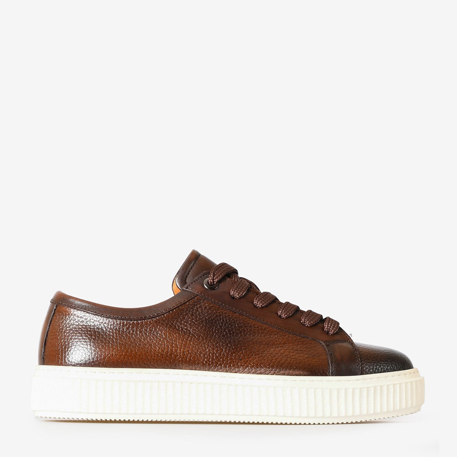 Kahve Deri Bağcıklı Erkek Sneakers