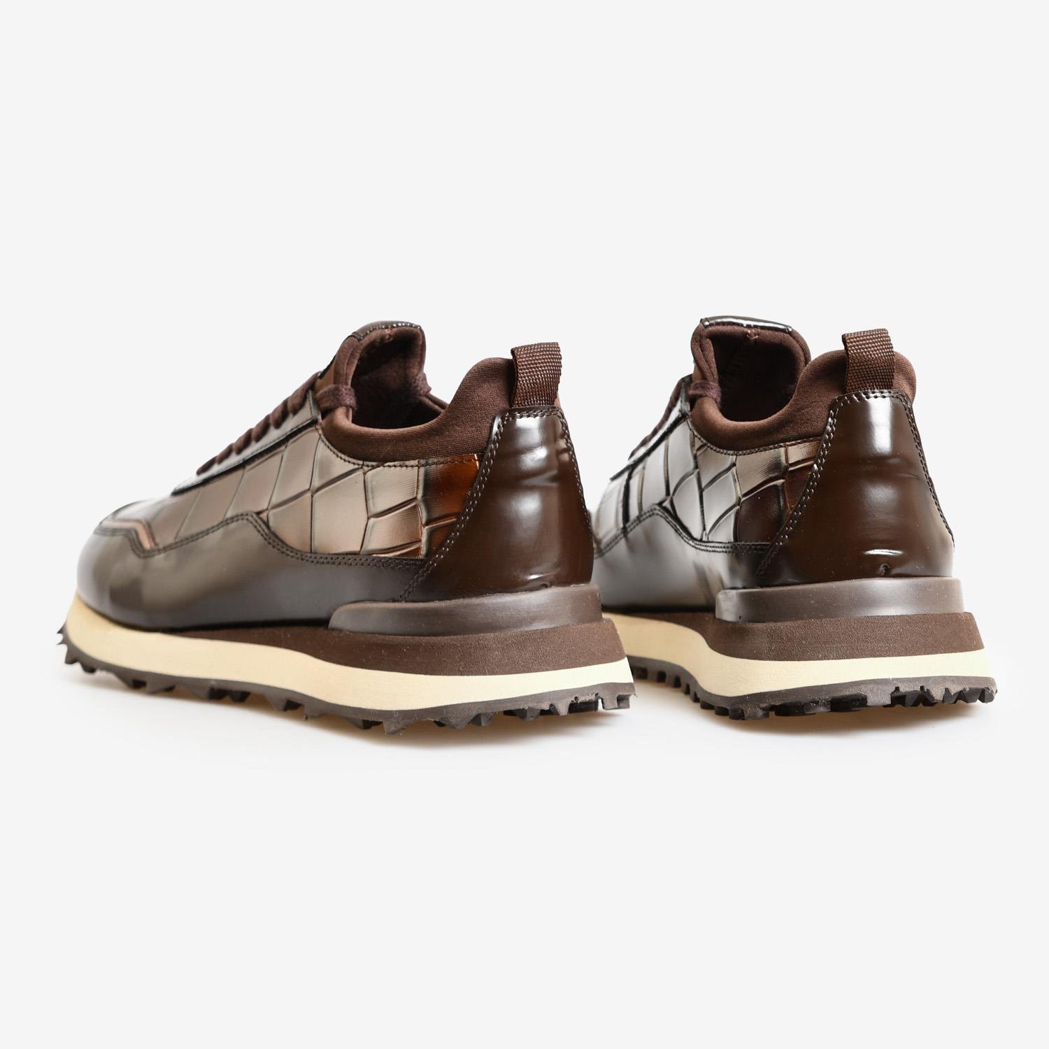 Kahve Deri Bağcıklı Erkek Spor Ayakkabı