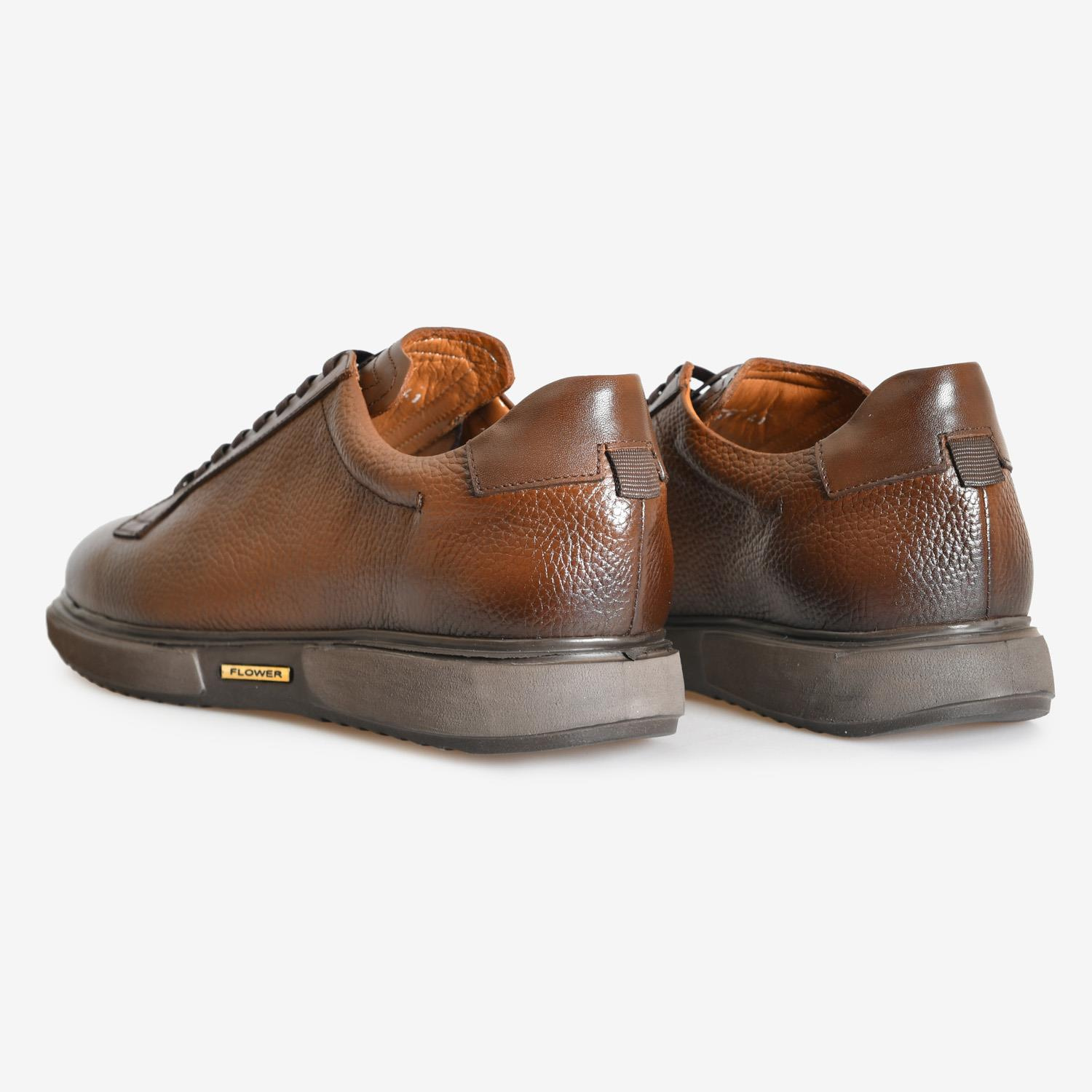 Kahve Deri Bağcıklı Erkek Spor Ayakkabı