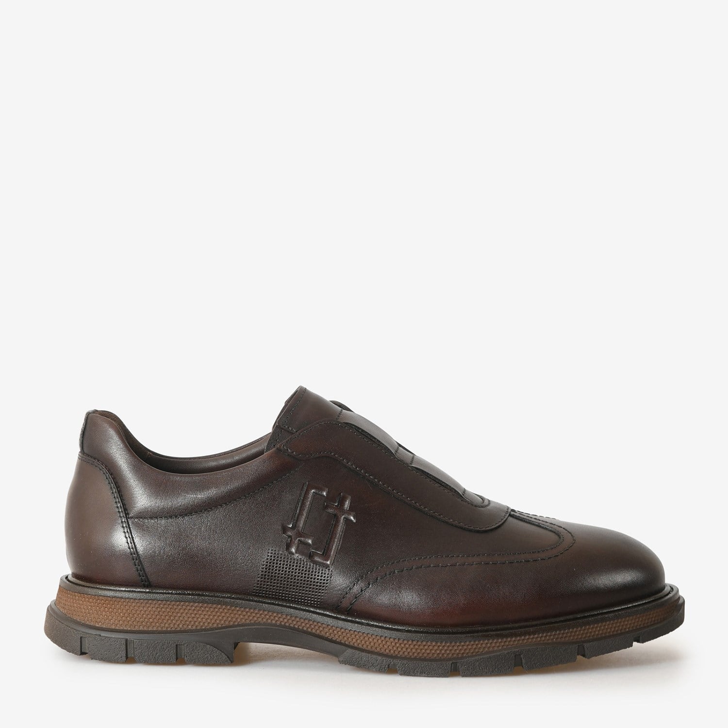 Kahve Deri Bağcıksız Erkek Sneaker