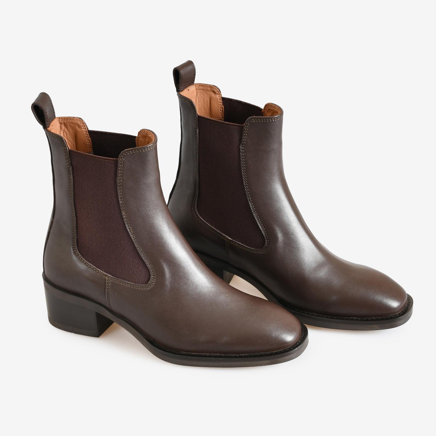 Kahve Deri Düz Kadın Abiye Bot