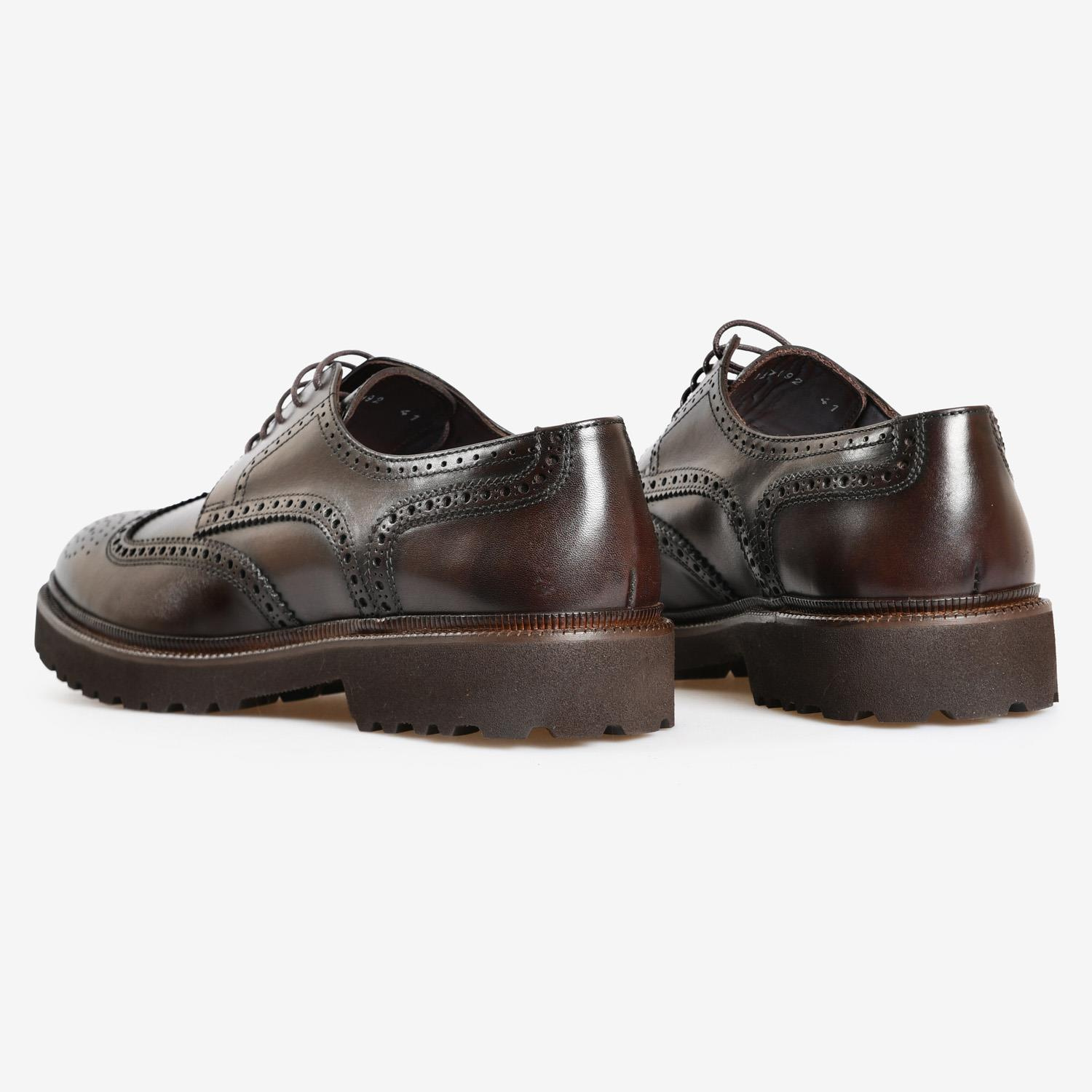 Kahve Deri Erkek Bağcıklı Klasik Ayakkabı