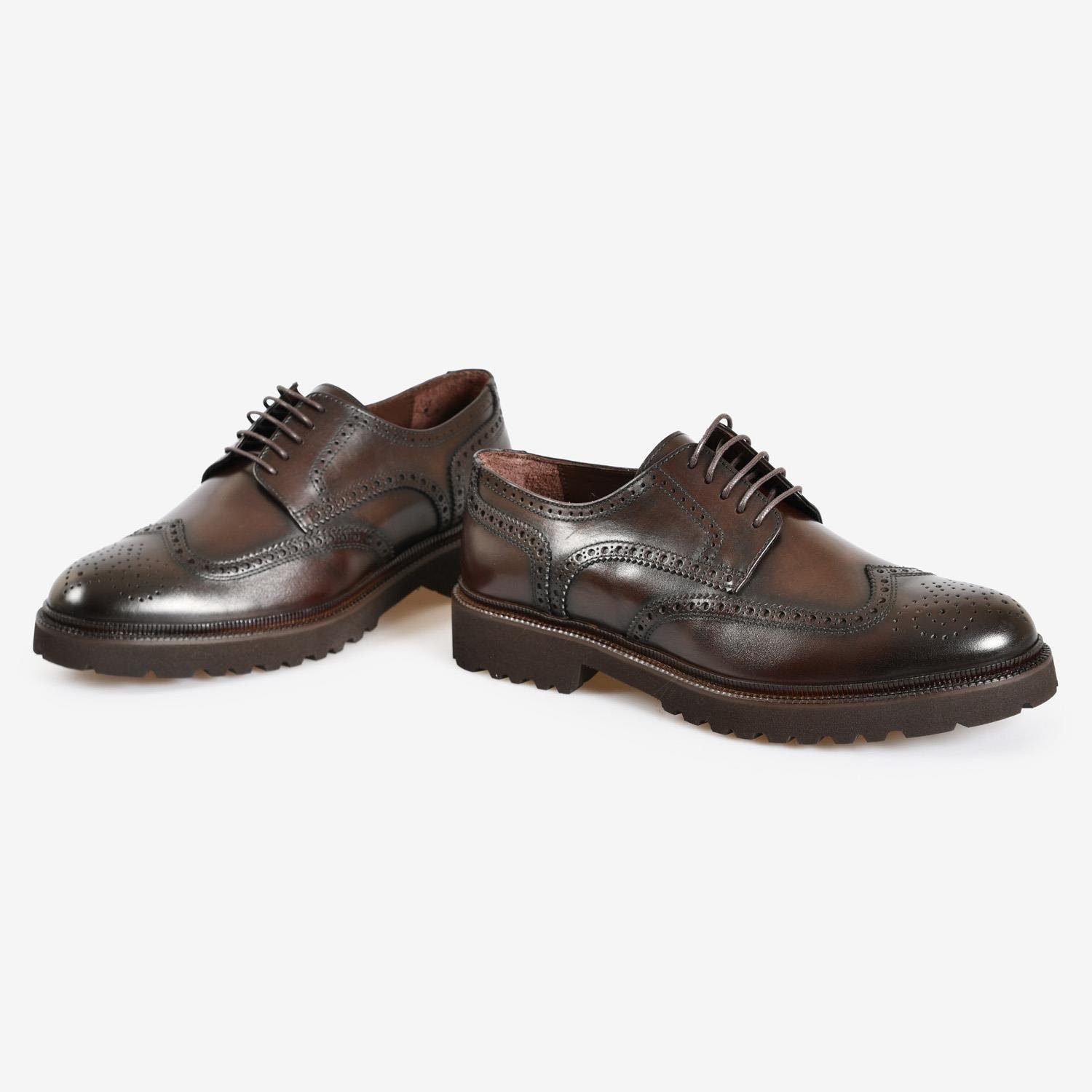 Kahve Deri Erkek Bağcıklı Klasik Ayakkabı