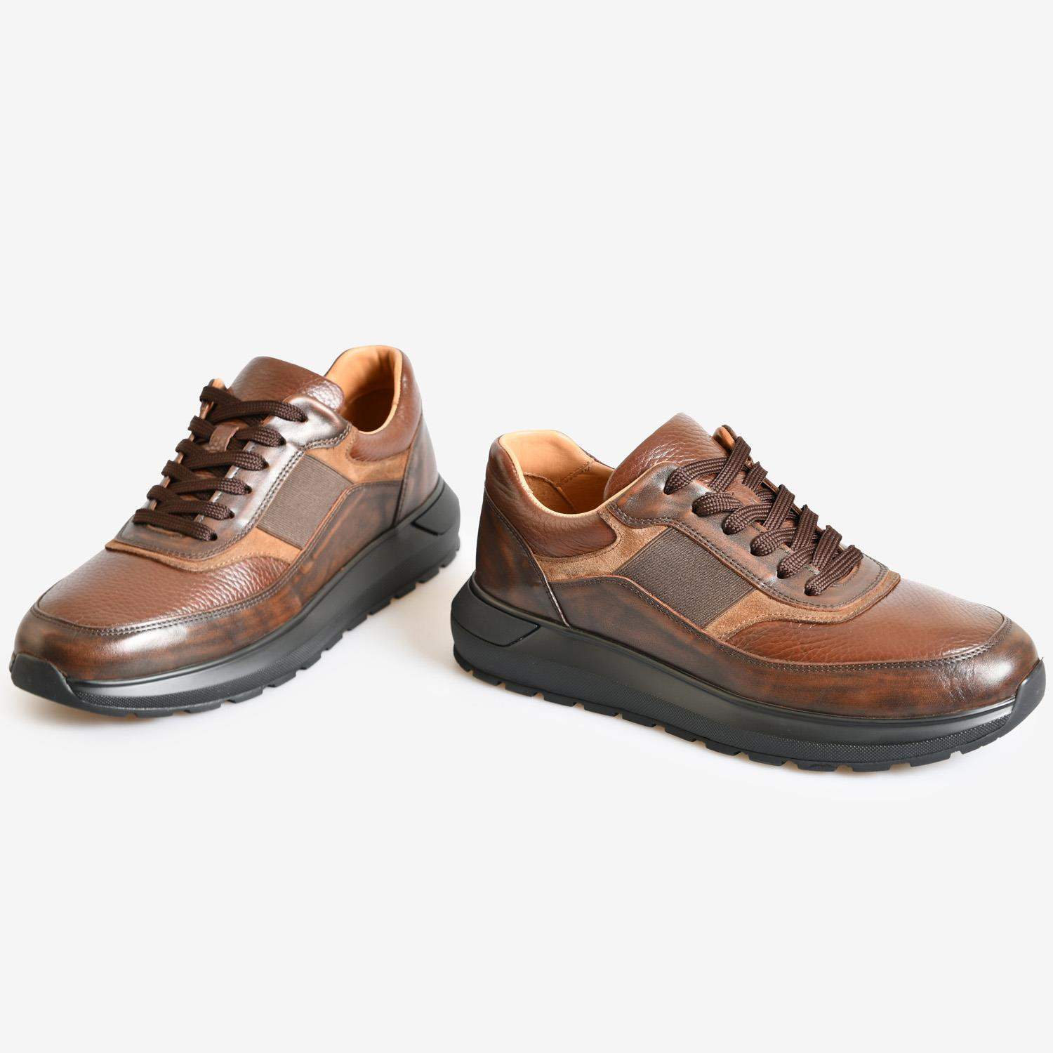 Kahve Deri Erkek Bağcıklı Spor Ayakkabı