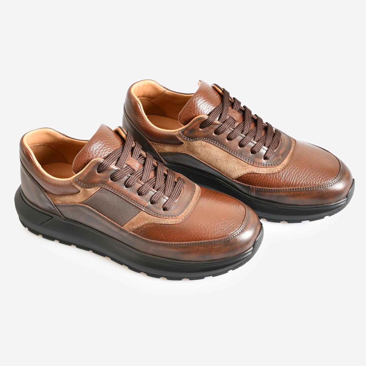 Kahve Deri Erkek Bağcıklı Spor Ayakkabı