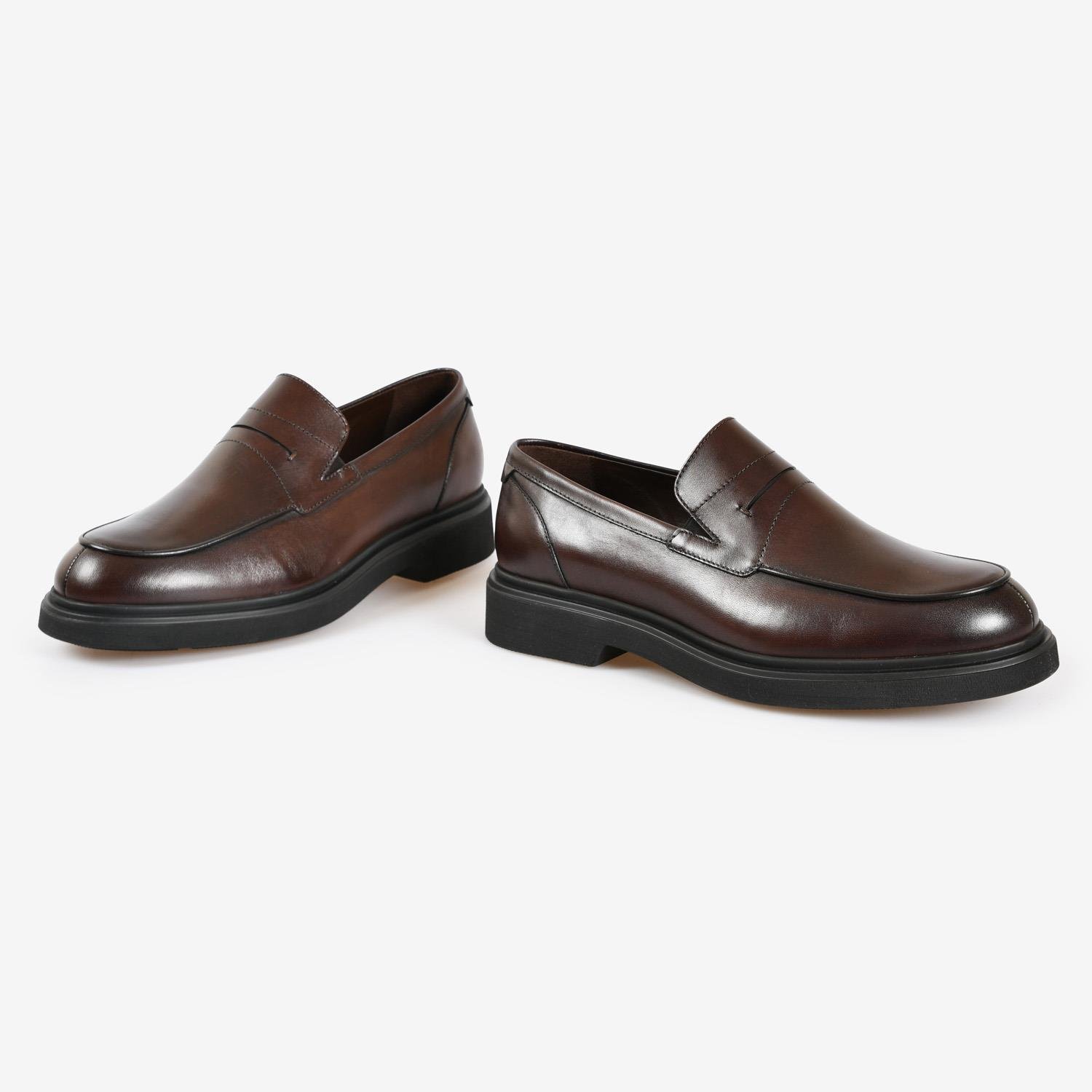 Kahve Deri Erkek Bağcıksız Klasik Ayakkabı