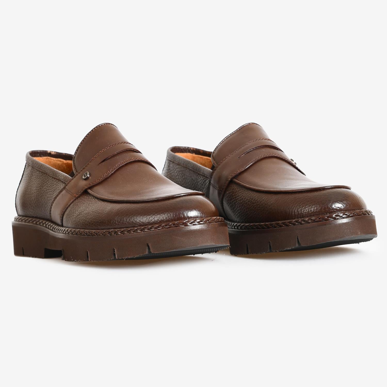 Kahve Deri Erkek Loafer Ayakkabı